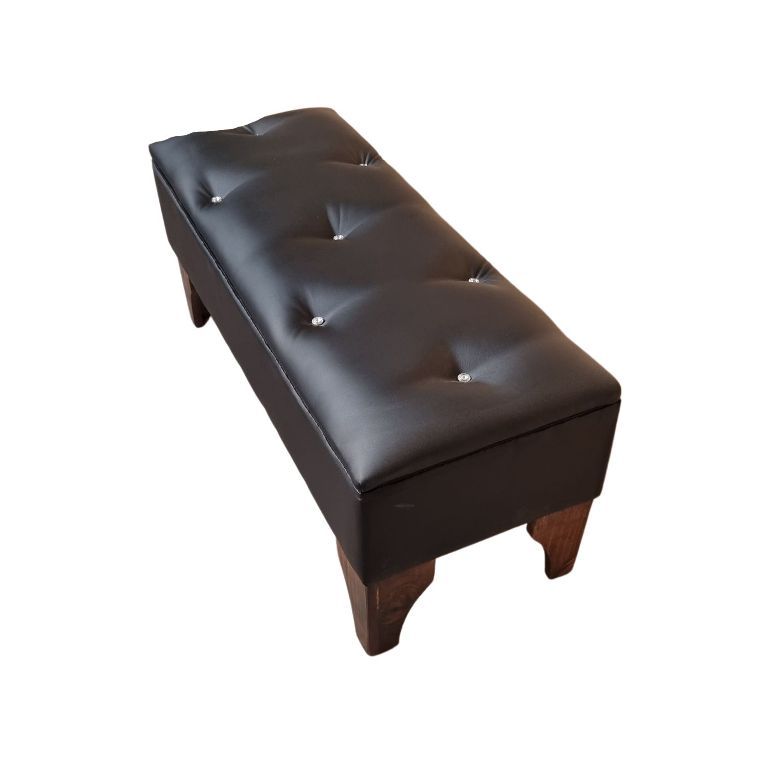 BANQUETA MUEBLES RIMAR BAUL DIAMANTE NEGRO ECO CUERO 105X40X45X20 - 3
