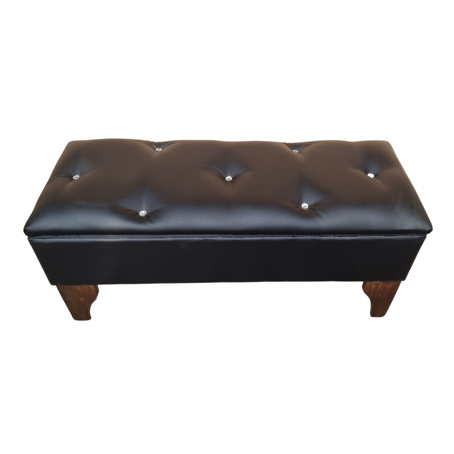 BANQUETA MUEBLES RIMAR BAUL DIAMANTE NEGRO ECO CUERO 105X40X45X20 - 4