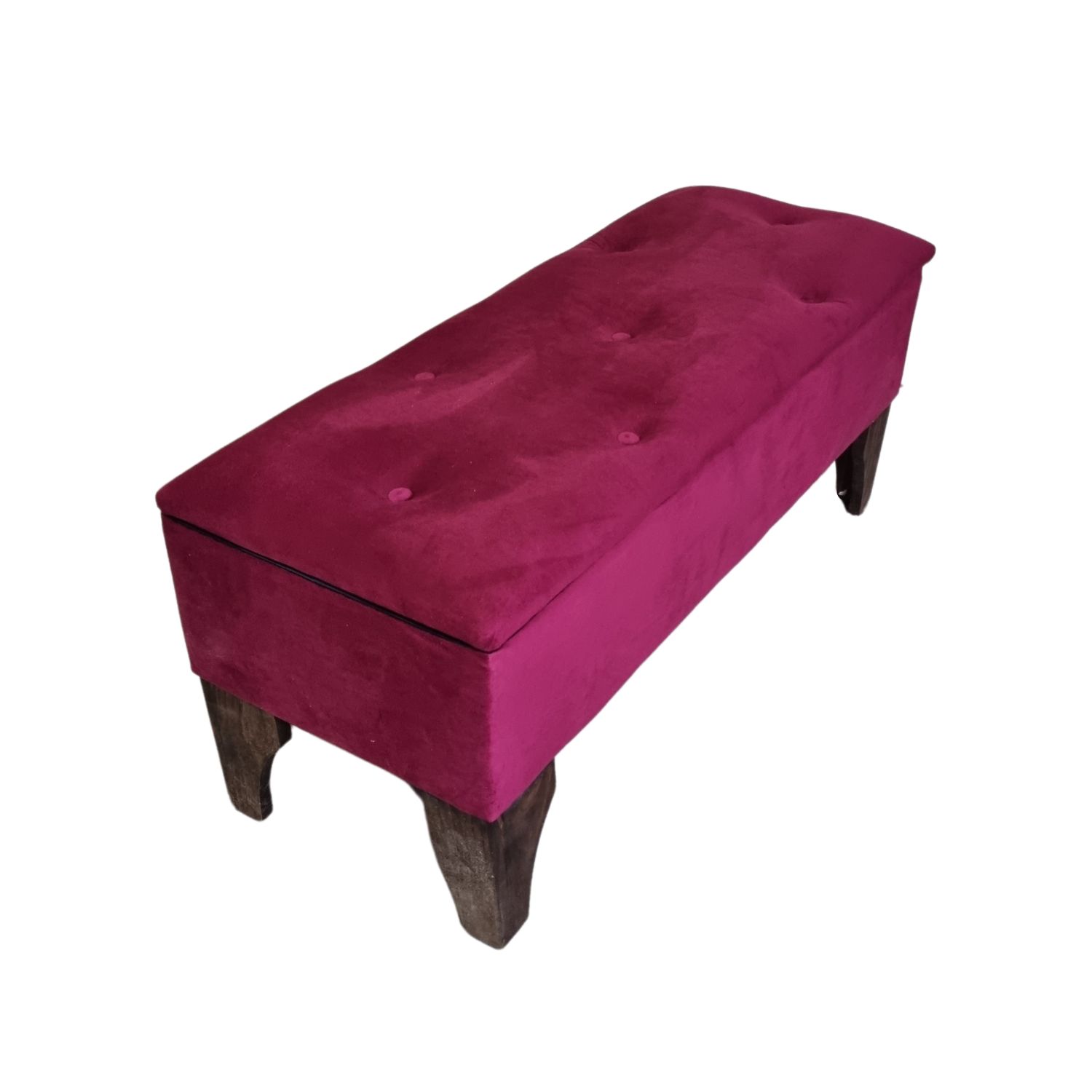 BANQUETA MUEBLES RIMAR BAUL BOTONE BURDEO FELPA 105X40X45X20 - 2