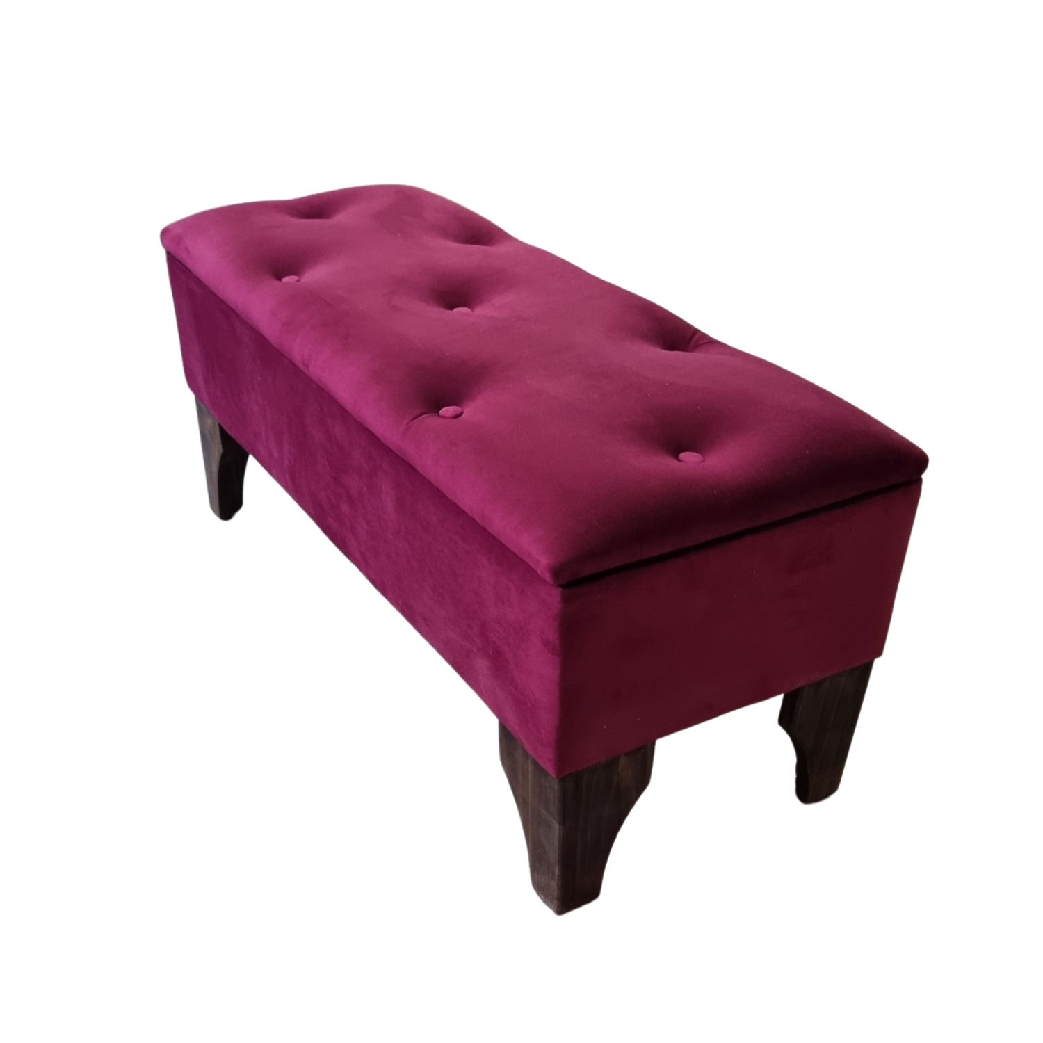 BANQUETA MUEBLES RIMAR BAUL BOTONE BURDEO FELPA 105X40X45X20 - 3