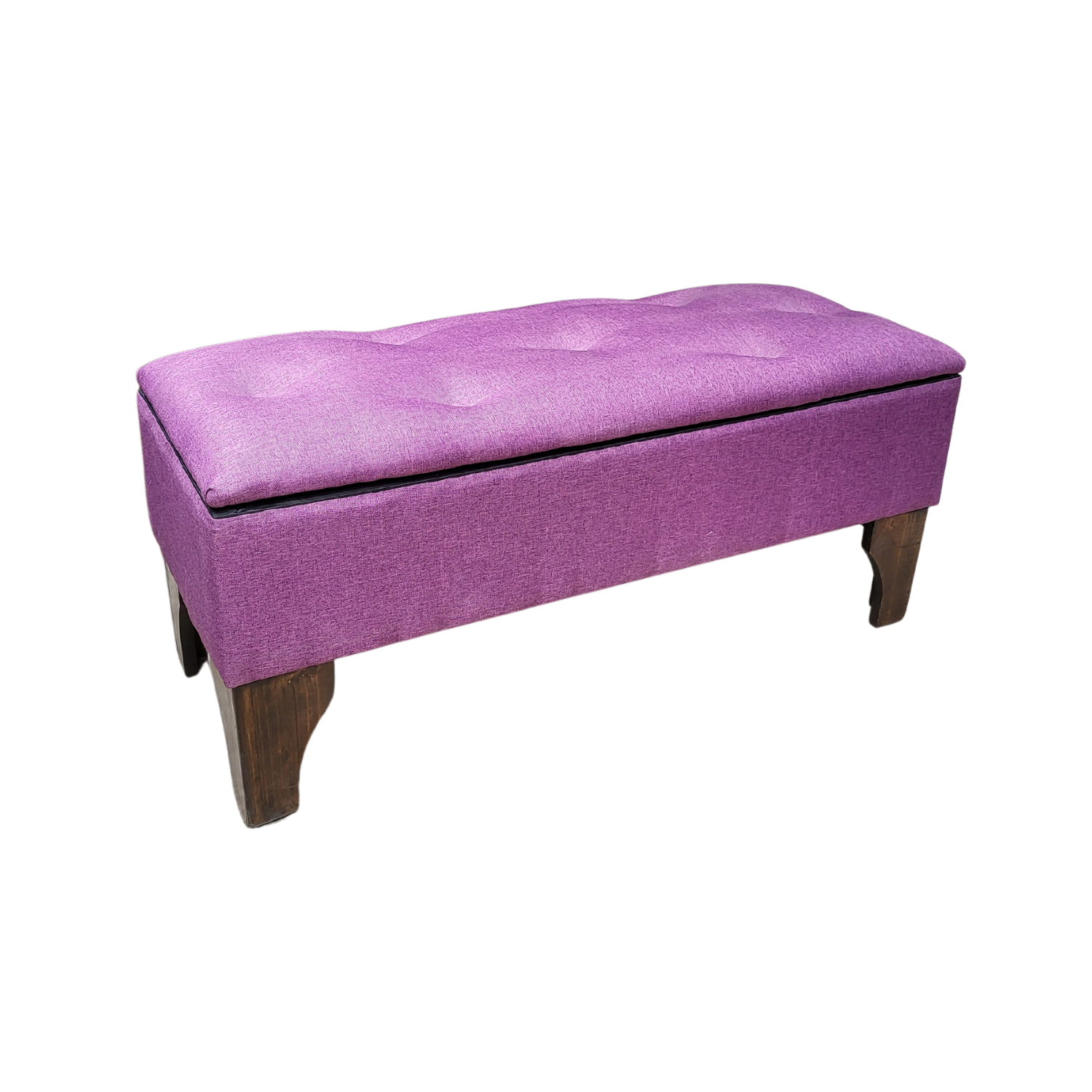 BANQUETA MUEBLES RIMAR BAUL BOTONE MORADO LINO 105X40X45X20 - 2