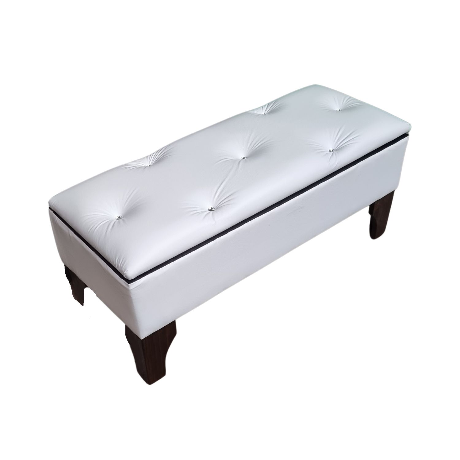 BANQUETA MUEBLES RIMAR BAUL DIAMANTE BLANCO ECO CUERO 105X40X45X20 - 2