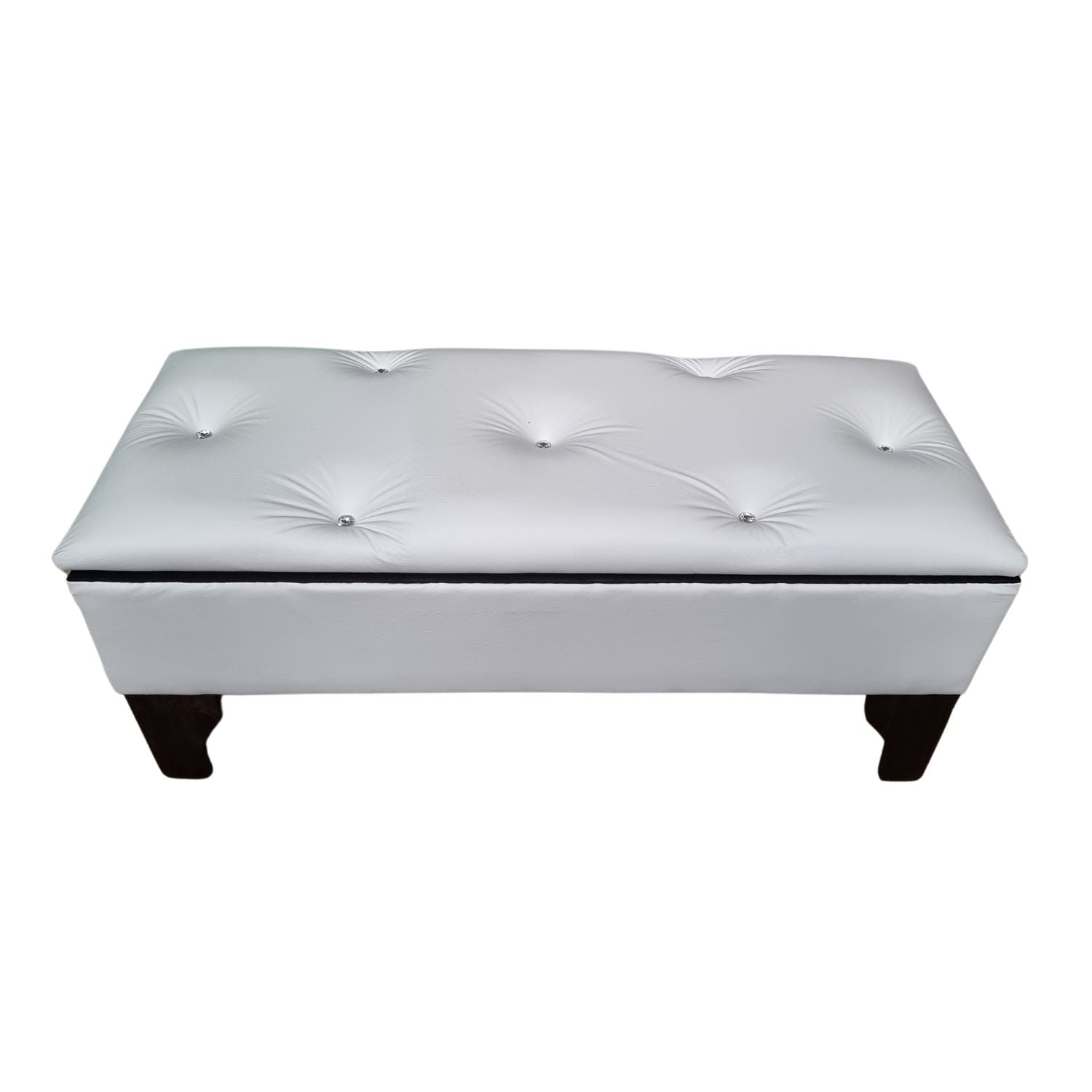 BANQUETA MUEBLES RIMAR BAUL DIAMANTE BLANCO ECO CUERO 105X40X45X20 - 4