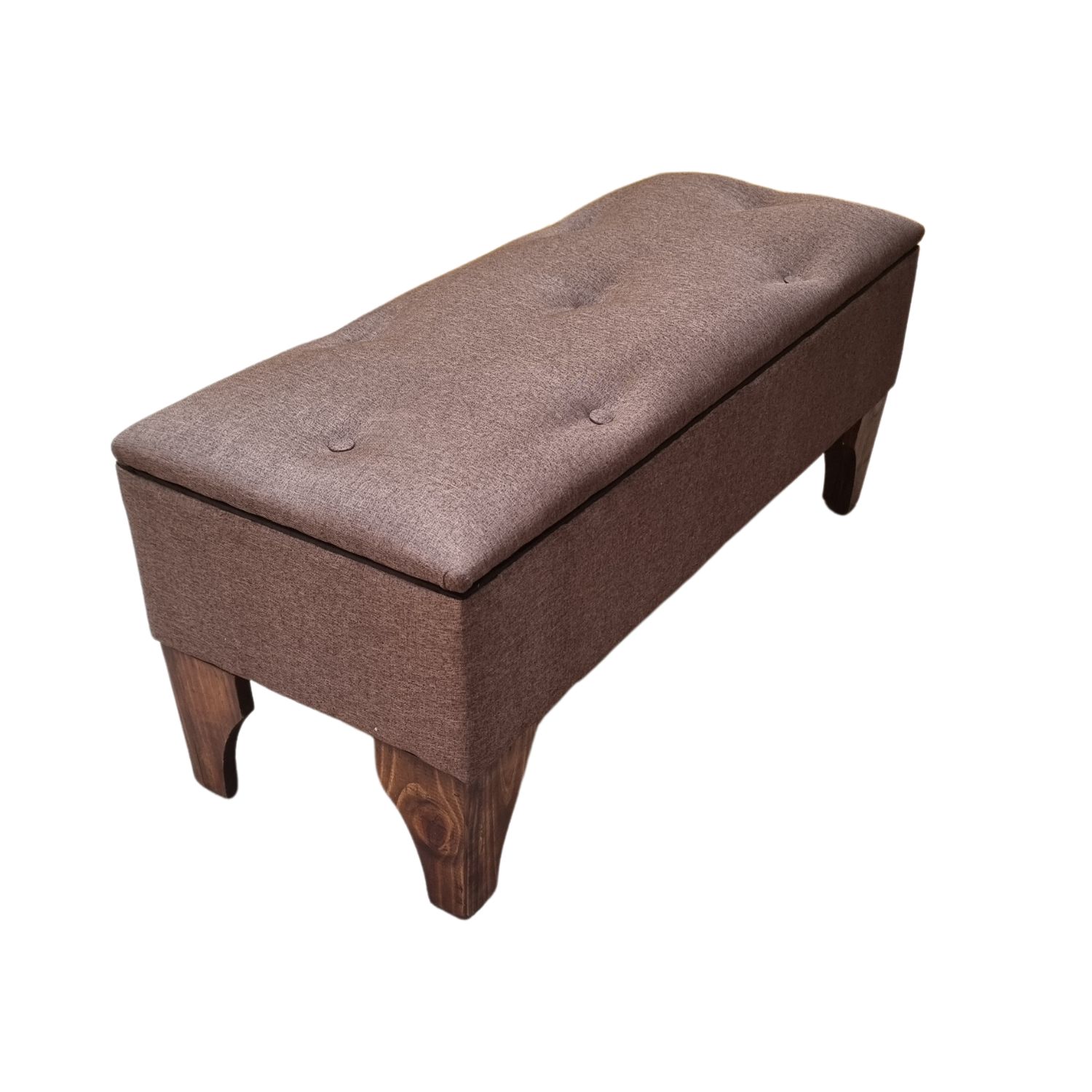 BANQUETA MUEBLES RIMAR BAUL BOTONE CAFÉ LINO 105X40X45X20 - 2