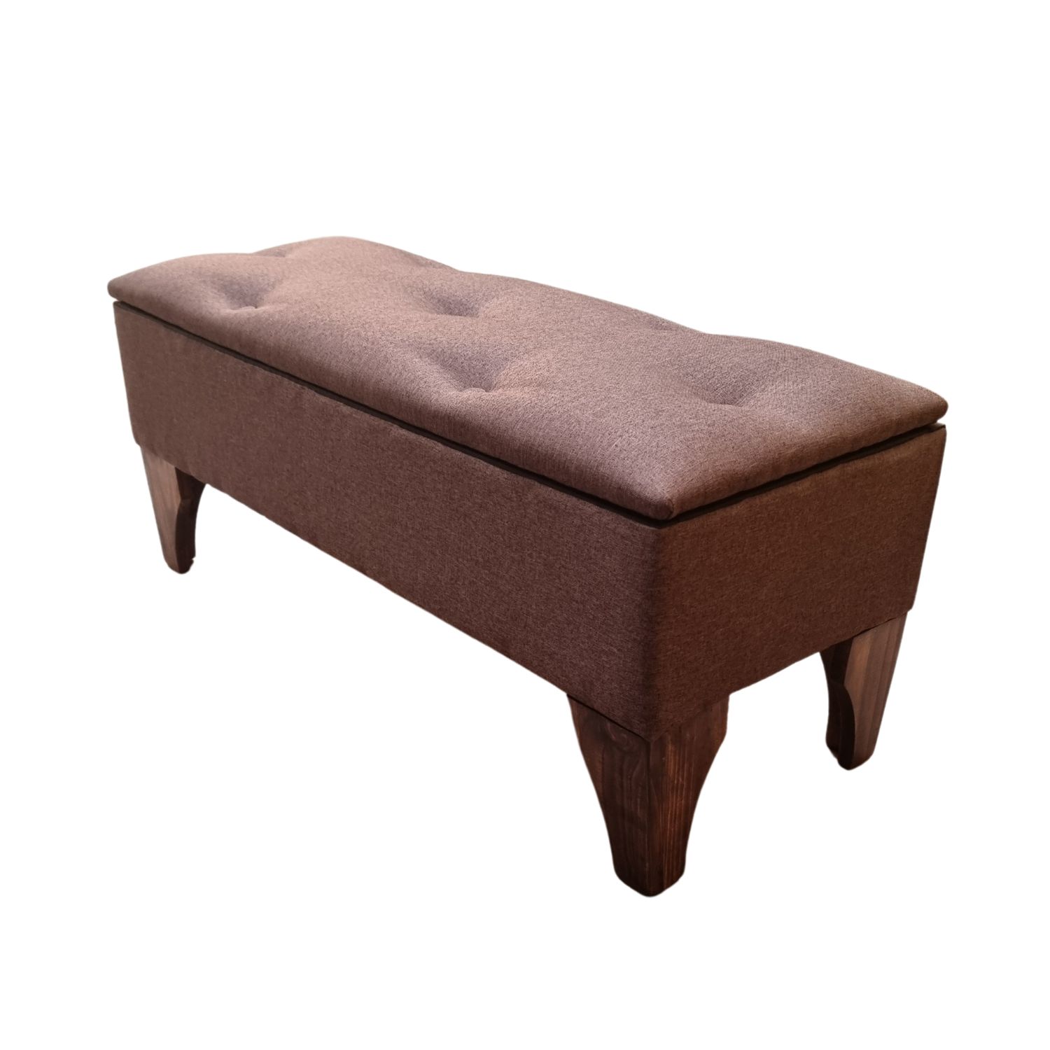 BANQUETA MUEBLES RIMAR BAUL BOTONE CAFÉ LINO 105X40X45X20 - 3