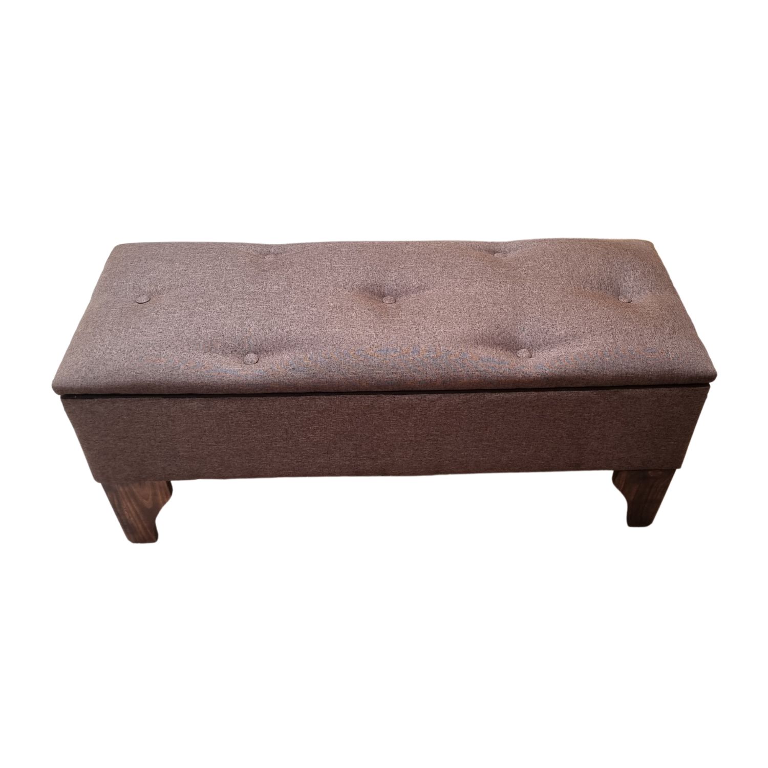 BANQUETA MUEBLES RIMAR BAUL BOTONE CAFÉ LINO 105X40X45X20 - 4