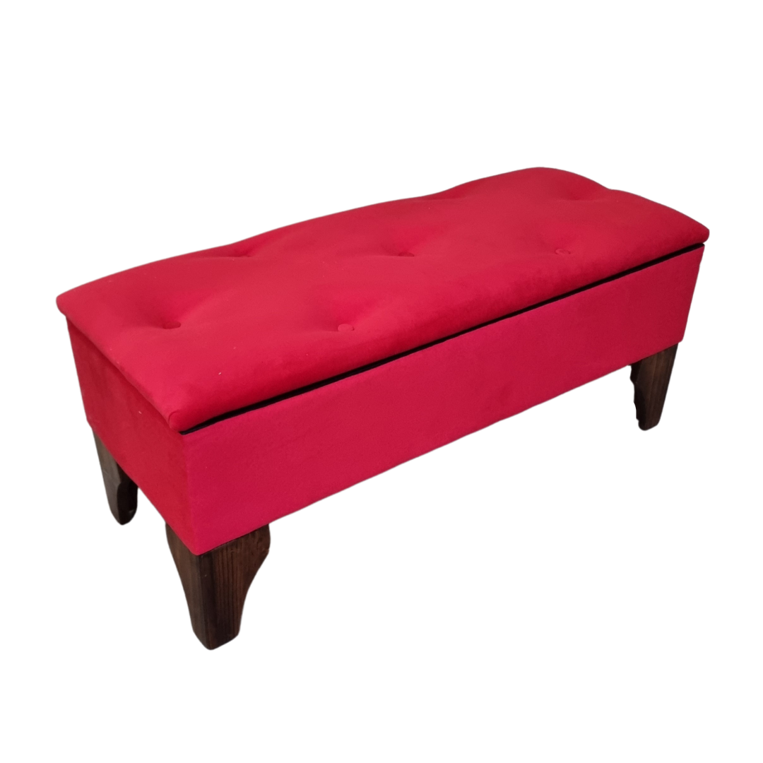 BANQUETA MUEBLES RIMAR BAUL BOTONE ROJO FELPA 105X40X45X20 - 2