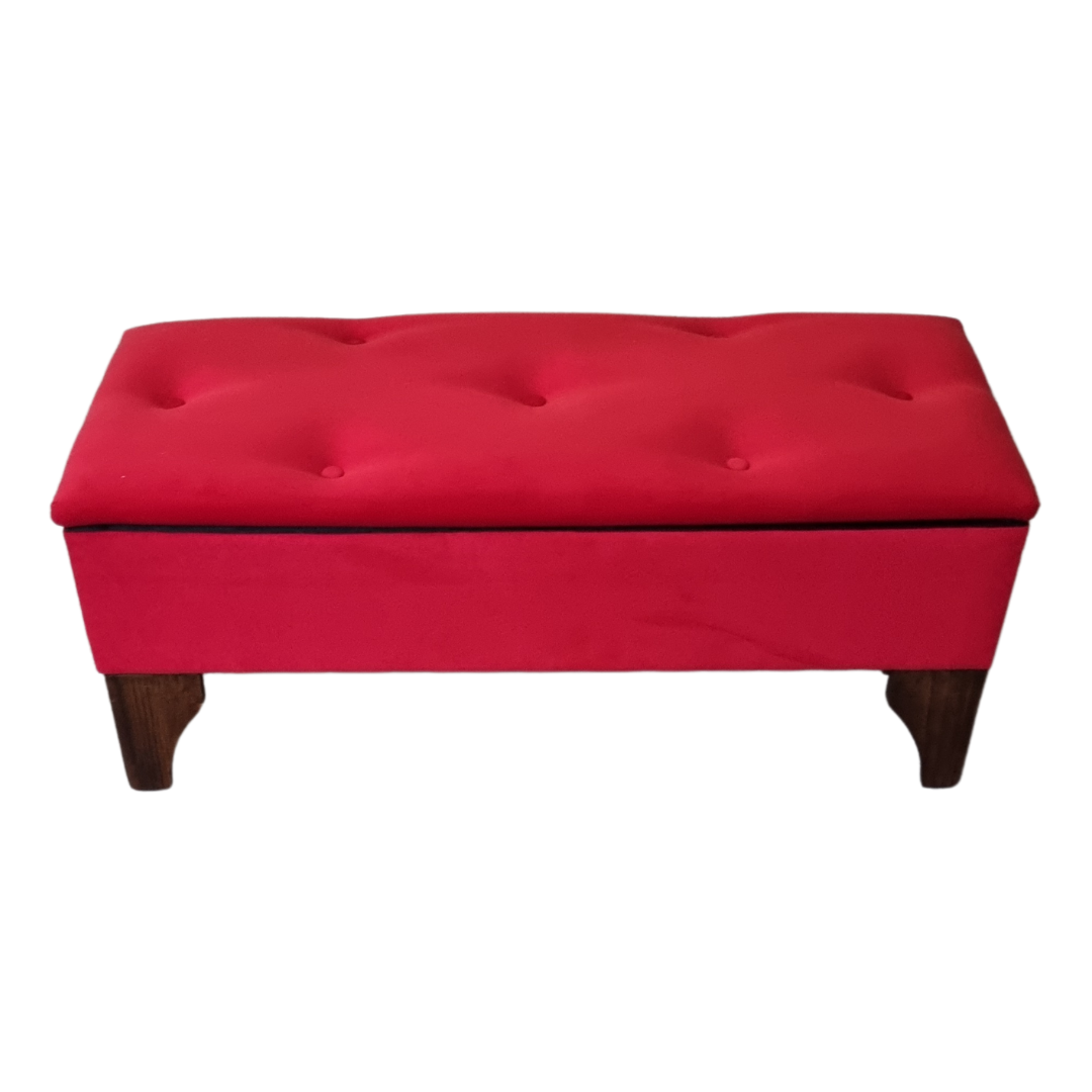BANQUETA MUEBLES RIMAR BAUL BOTONE ROJO FELPA 105X40X45X20 - 4