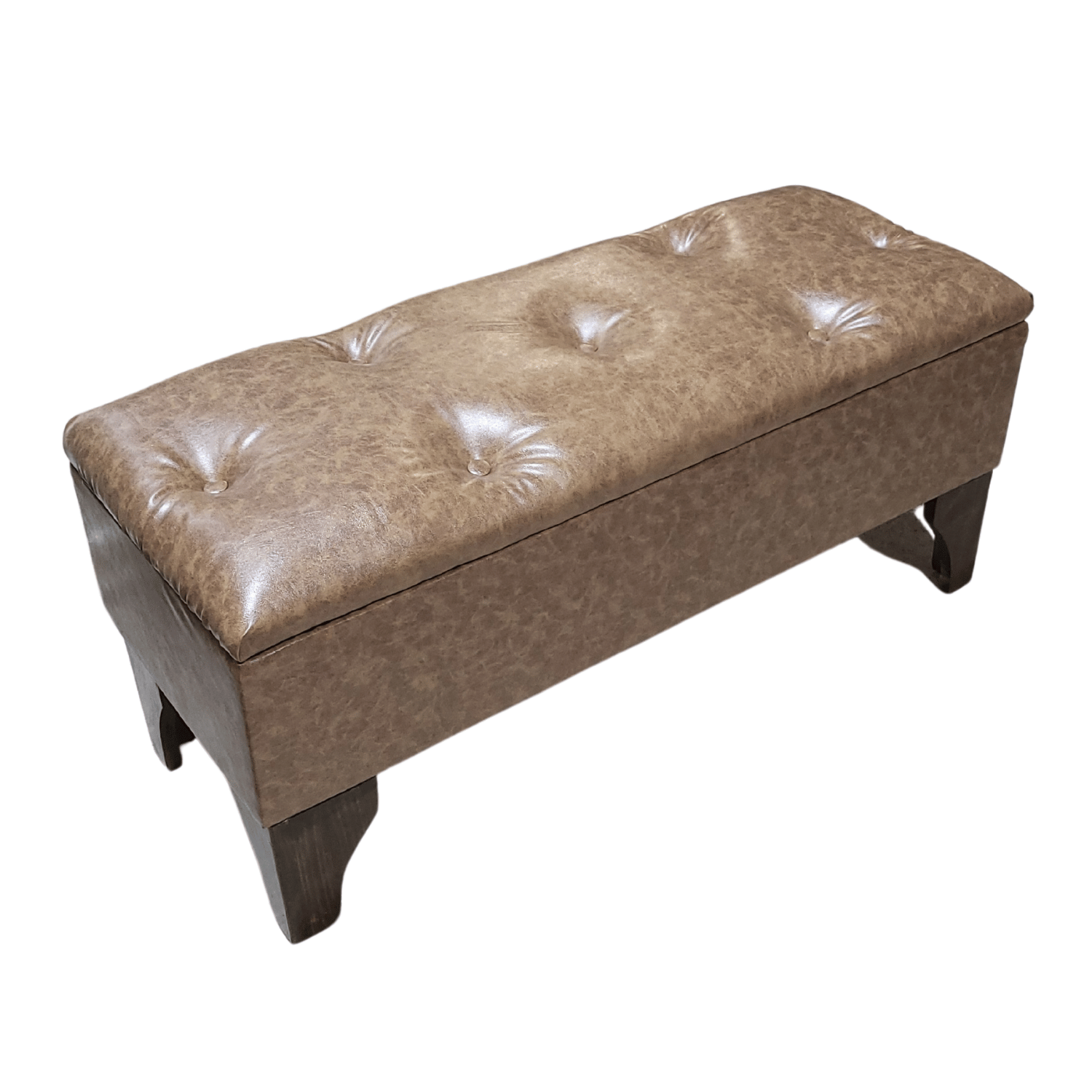 BANQUETA MUEBLES RIMAR BAUL BOTONE MIEL ECO CUERO 105X40X45X20 - 2
