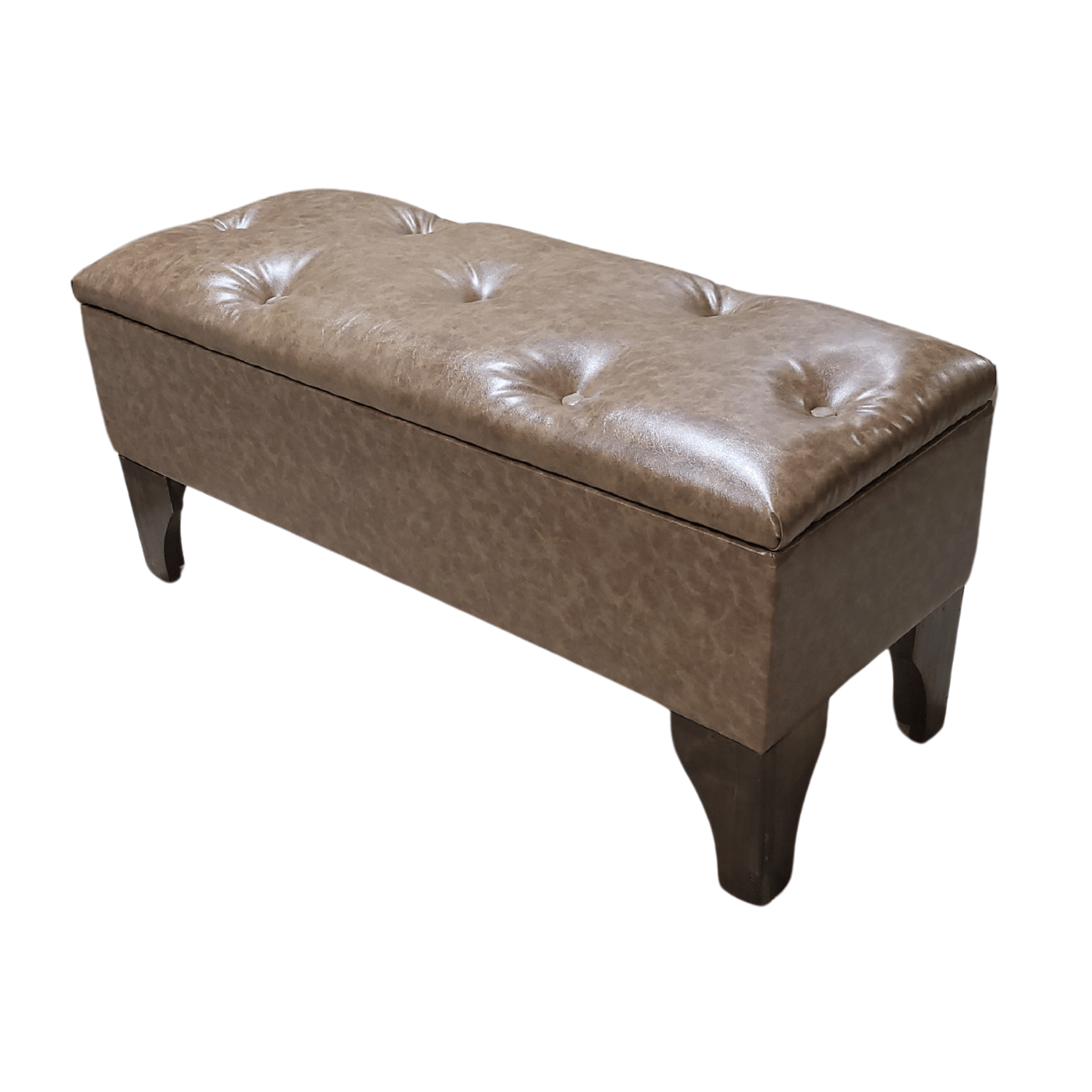 BANQUETA MUEBLES RIMAR BAUL BOTONE MIEL ECO CUERO 105X40X45X20 - 3