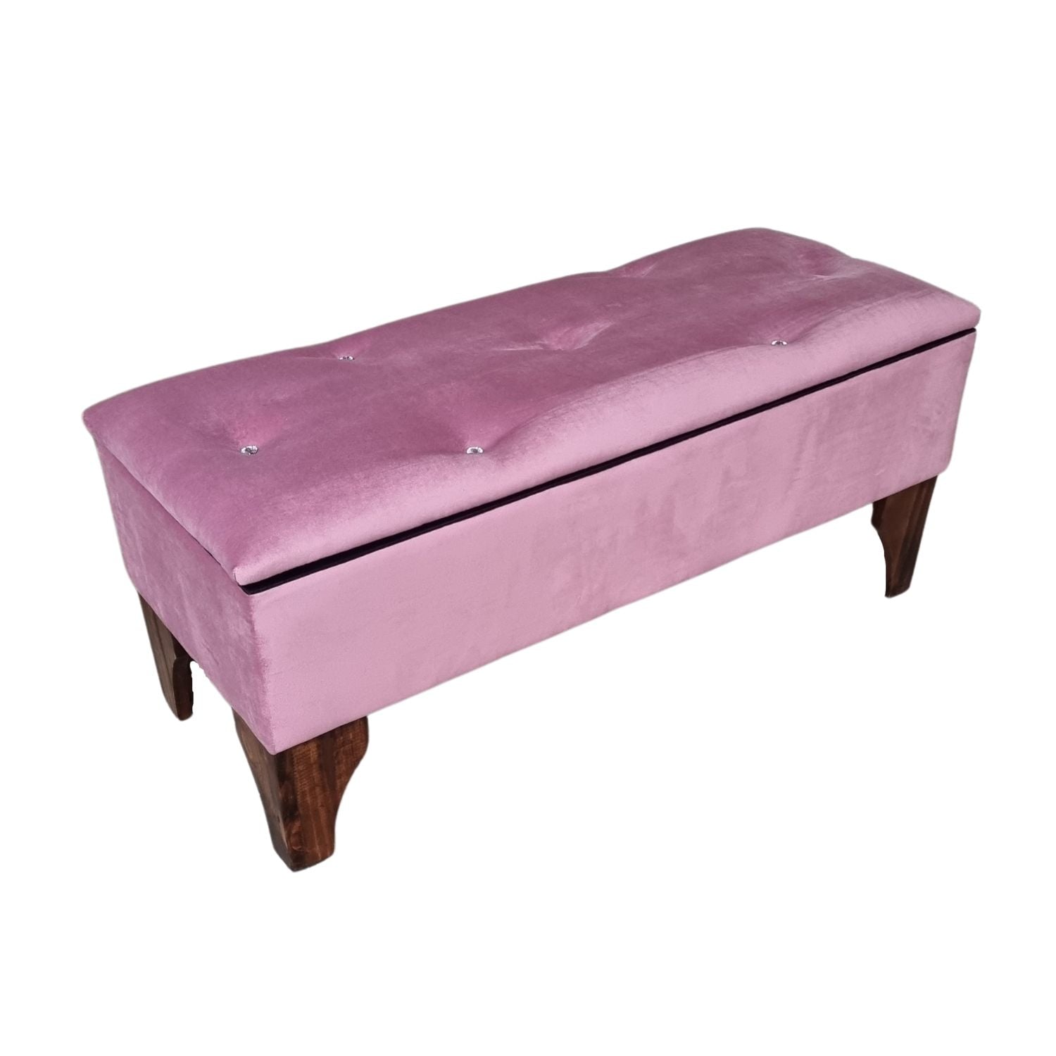 BANQUETA MUEBLES RIMAR BAUL DIAMANTE PALO ROSA FELPA 105X40X45X20 - 2