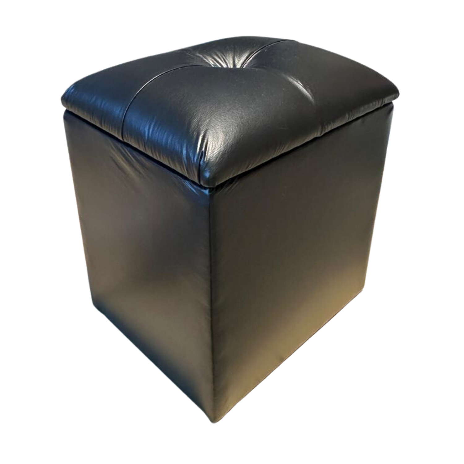 POUF MUEBLES RIMAR BAUL BOTON NEGRO ECO CUERO 33X40X50X30 - 2