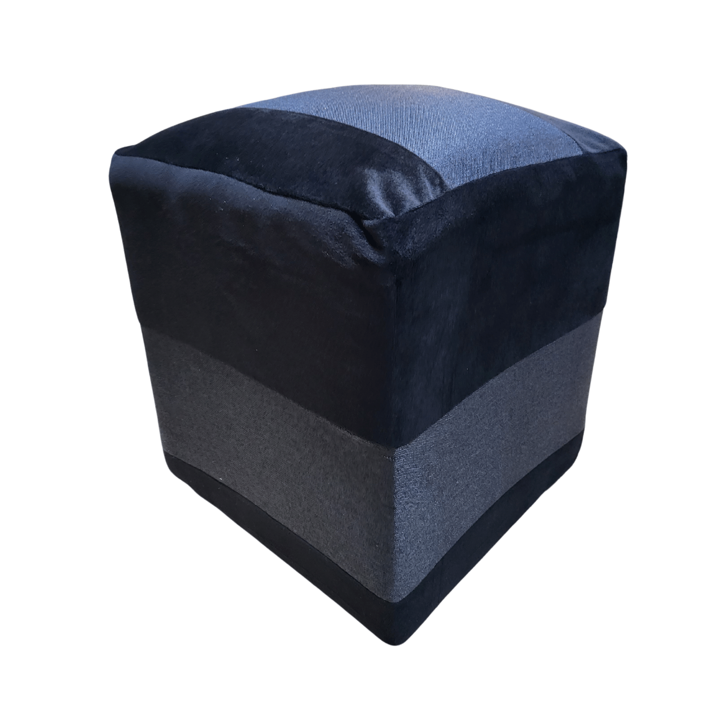 POUF MUEBLES RIMAR FELPA MULTICOLOR BICOLOR NEGRO GRIS 35X35X42 - 2
