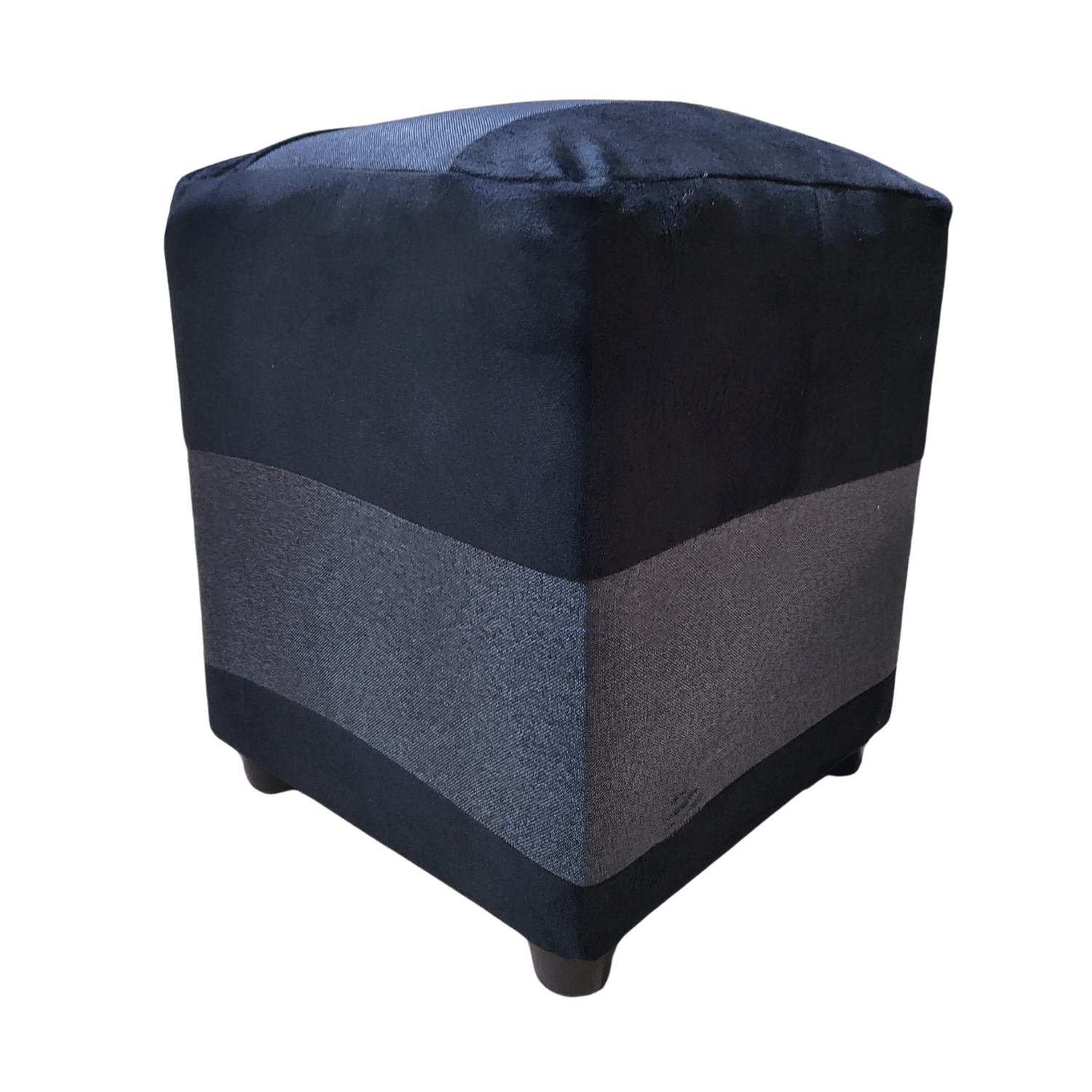 POUF MUEBLES RIMAR FELPA MULTICOLOR BICOLOR NEGRO GRIS 35X35X42 - 3