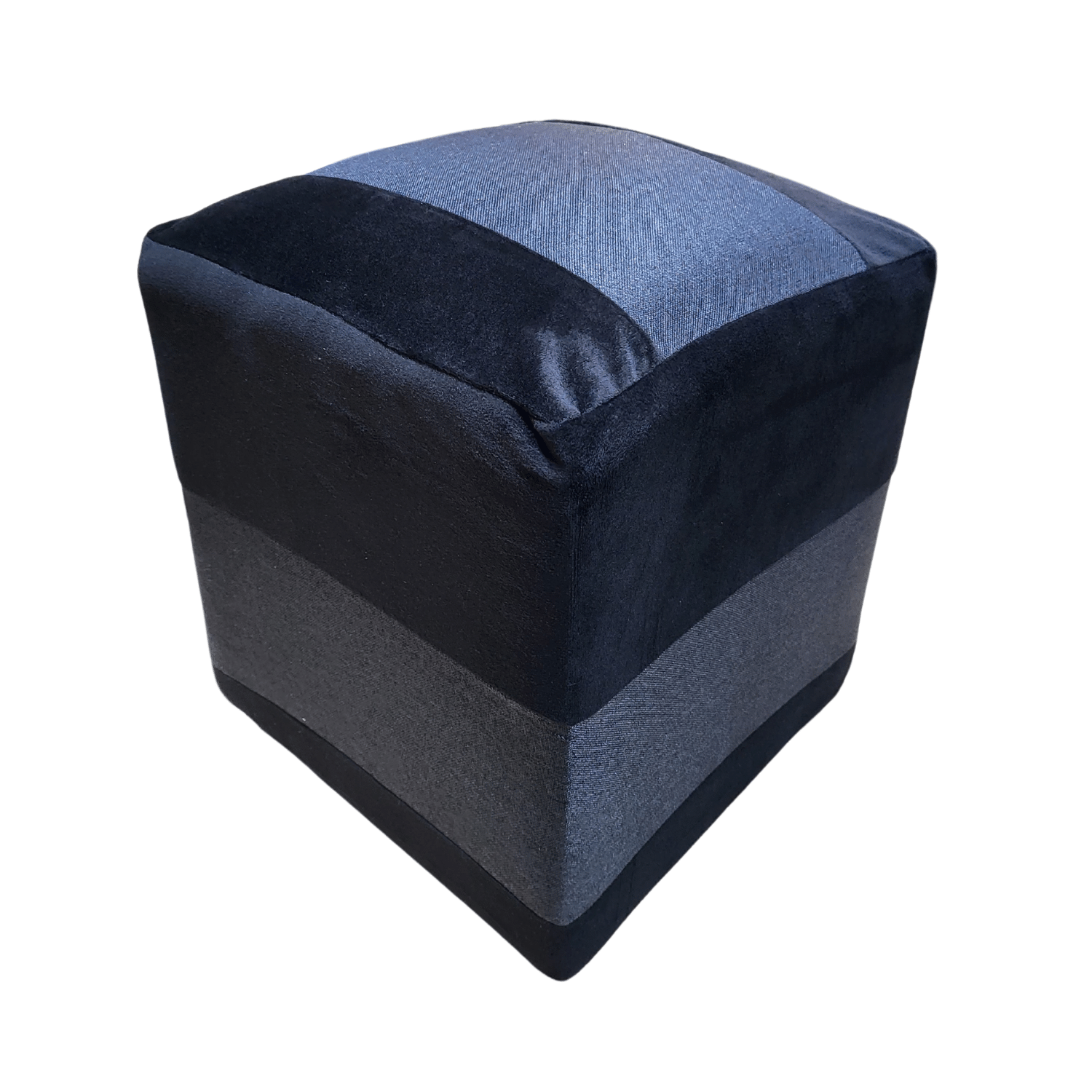 POUF MUEBLES RIMAR FELPA MULTICOLOR BICOLOR NEGRO GRIS 35X35X42 - 4
