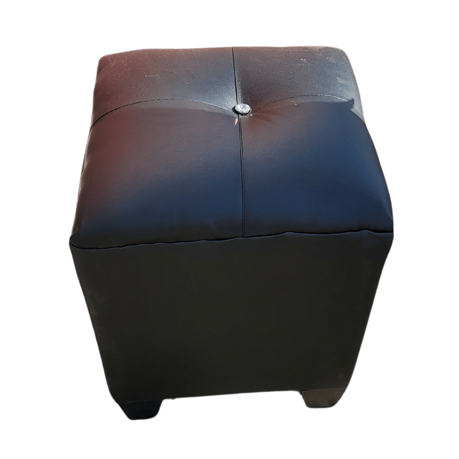 POUF MUEBLES RIMAR NEGRO ECO CUERO BOTON DIAMANTE 35X35X42 - 2