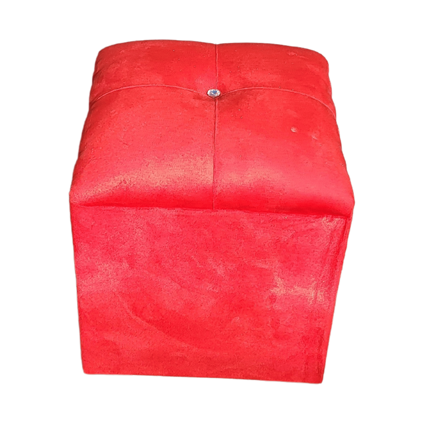 POUF MUEBLES RIMAR FELPA ROJO BOTON DIAMANTE 35X35X42 - 2