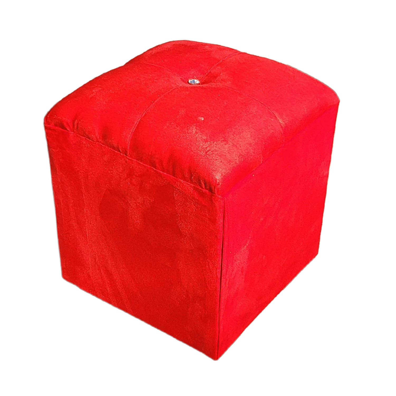 POUF MUEBLES RIMAR FELPA ROJO BOTON DIAMANTE 35X35X42 - 3
