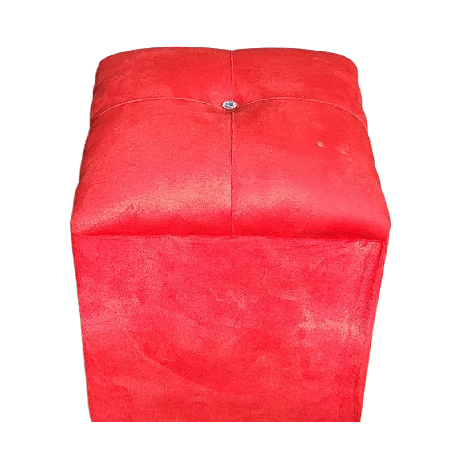 POUF MUEBLES RIMAR FELPA ROJO BOTON DIAMANTE 35X35X42 - 4