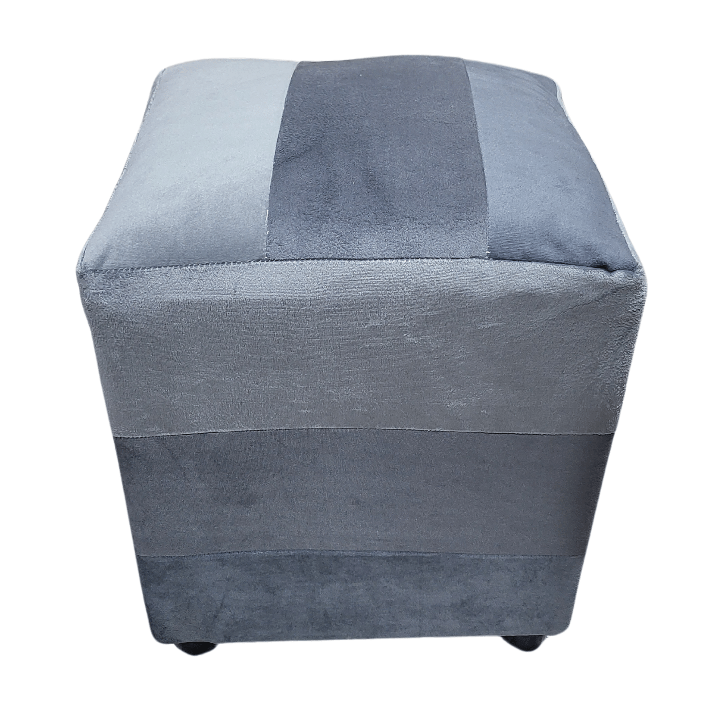 POUF MUEBLES RIMAR FELPA MULTICOLOR BICOLOR GRISES 35X35X42 - 2