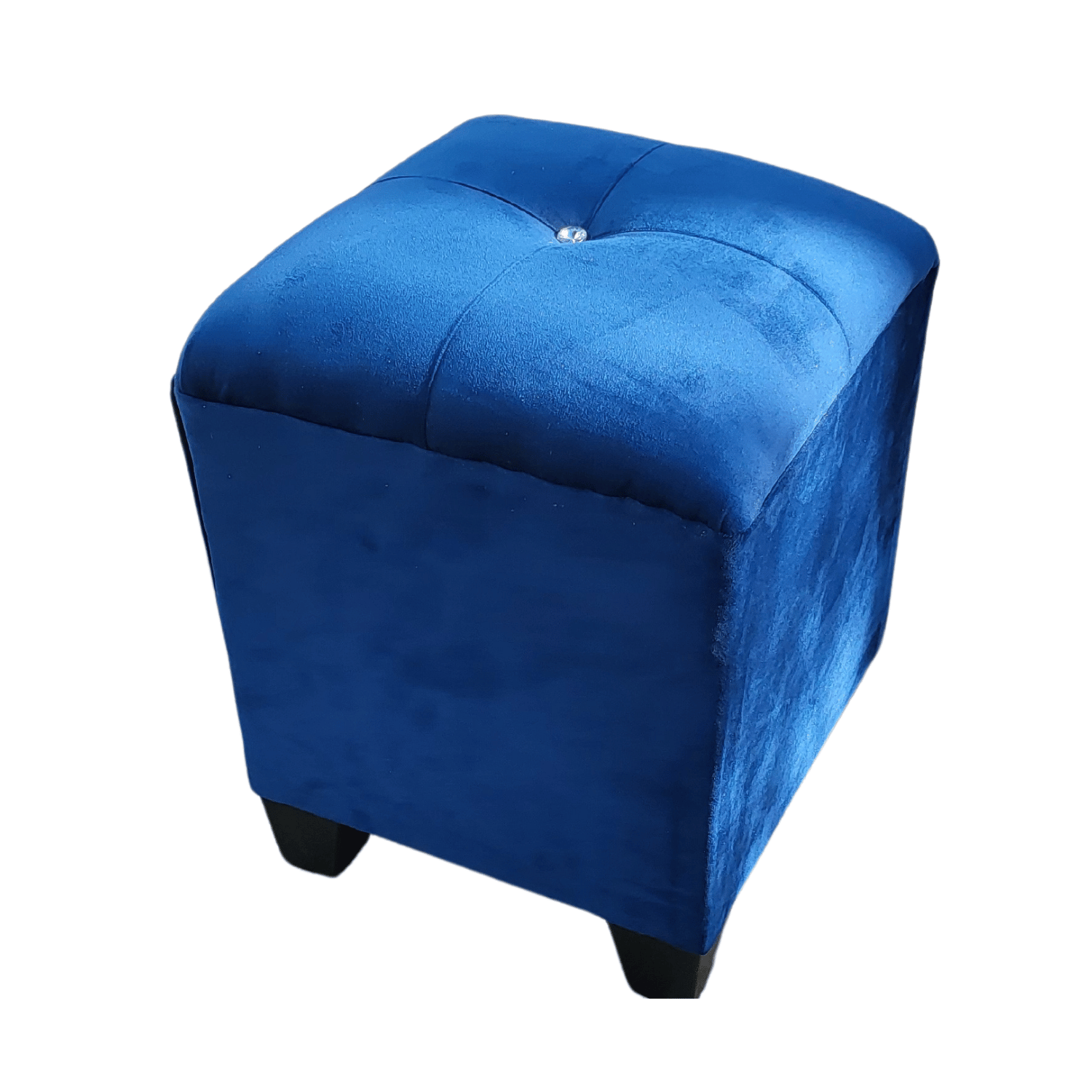 POUF MUEBLES RIMAR FELPA AZUL MARINO BOTON DIAMANTE 35X35X42 - 4