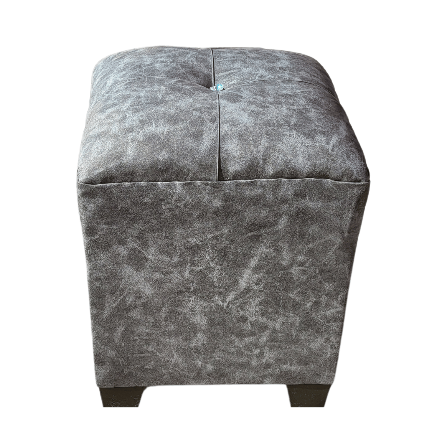 POUF MUEBLES RIMAR GRIS ECO CUERO BOTON DIAMANTE 35X35X42 - 2