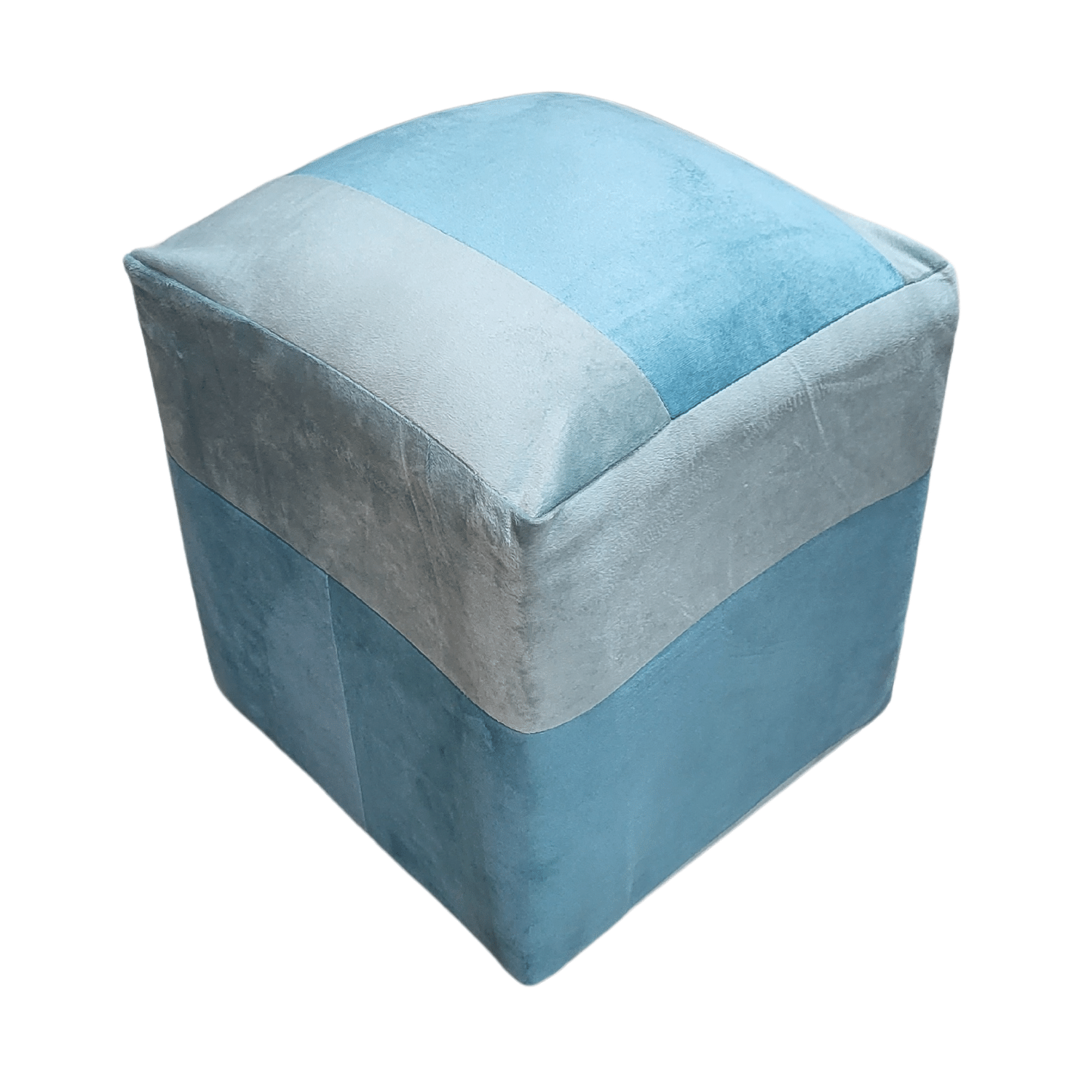 POUF MUEBLES RIMAR FELPA MULTICOLOR BICOLOR MENTA TURQUESA 35X35X42 - 3