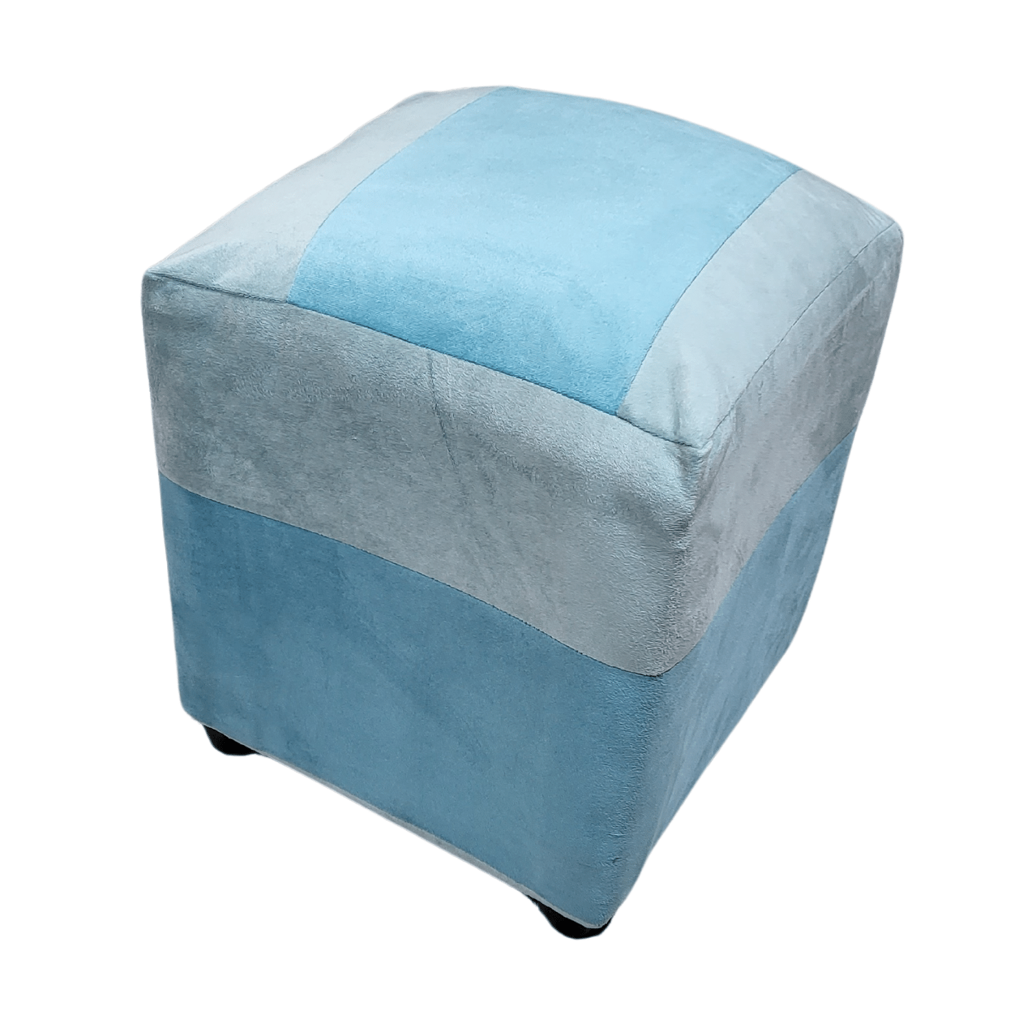 POUF MUEBLES RIMAR FELPA MULTICOLOR BICOLOR MENTA TURQUESA 35X35X42 - 5