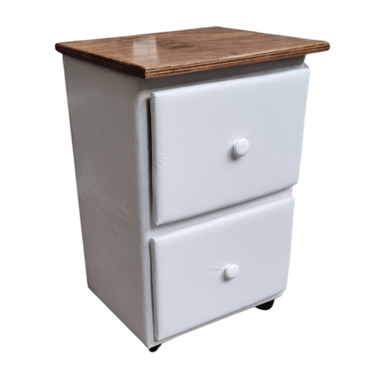 VELADOR MUEBLES RIMAR MDF BLANCO DOBLE CAJON ECO CUERO - 2