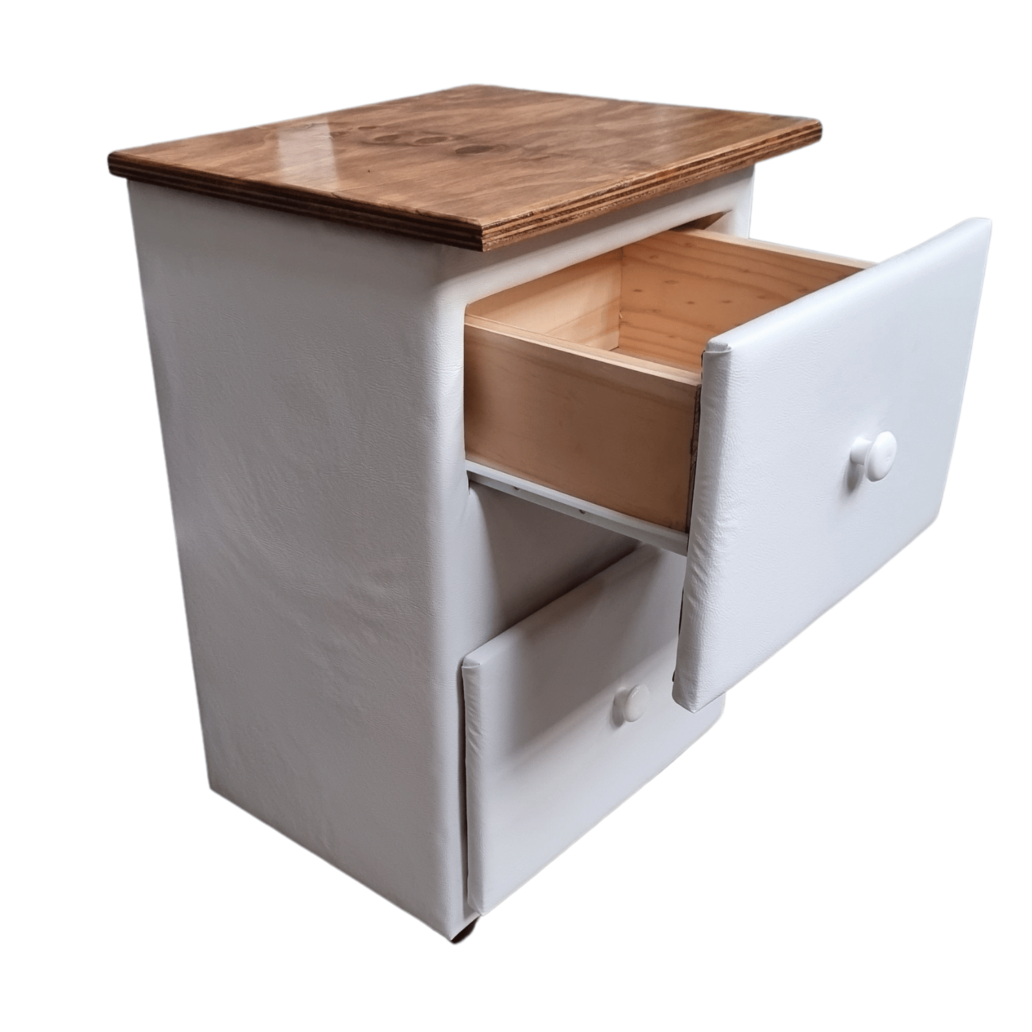 VELADOR MUEBLES RIMAR MDF BLANCO DOBLE CAJON ECO CUERO - 4
