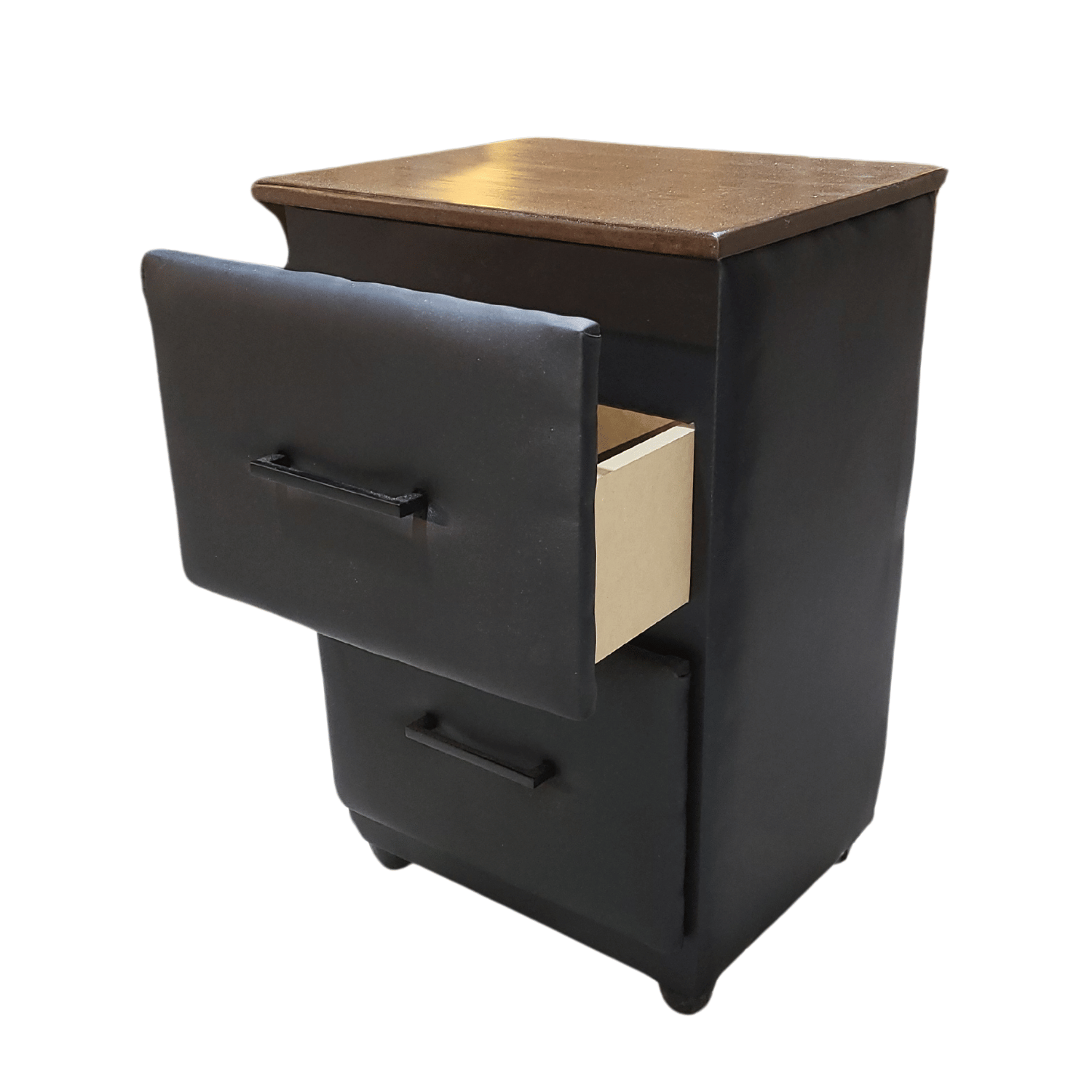 VELADOR MUEBLES RIMAR MDF NEGRO DOBLE ECO CUERO CAJON - 4