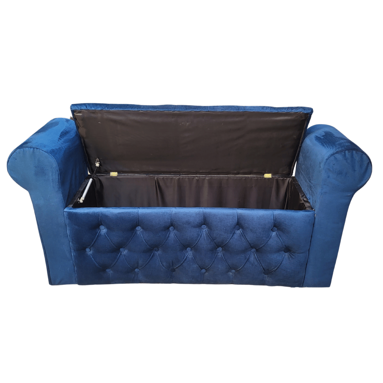 BANQUETA MUEBLES RIMAR AZUL MARINO BAUL CAPITONE CON BRAZO FELPA 134X40X50X40 - 4