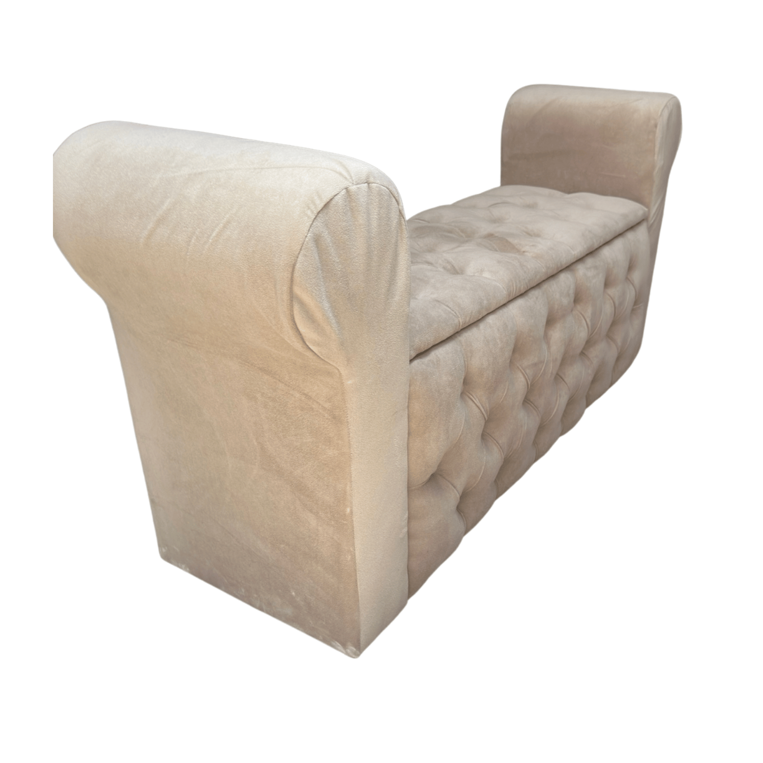 BANQUETA MUEBLES RIMAR BEIGE BAUL CAPITONE CON BRAZO FELPA 134X40X50X40 - 4