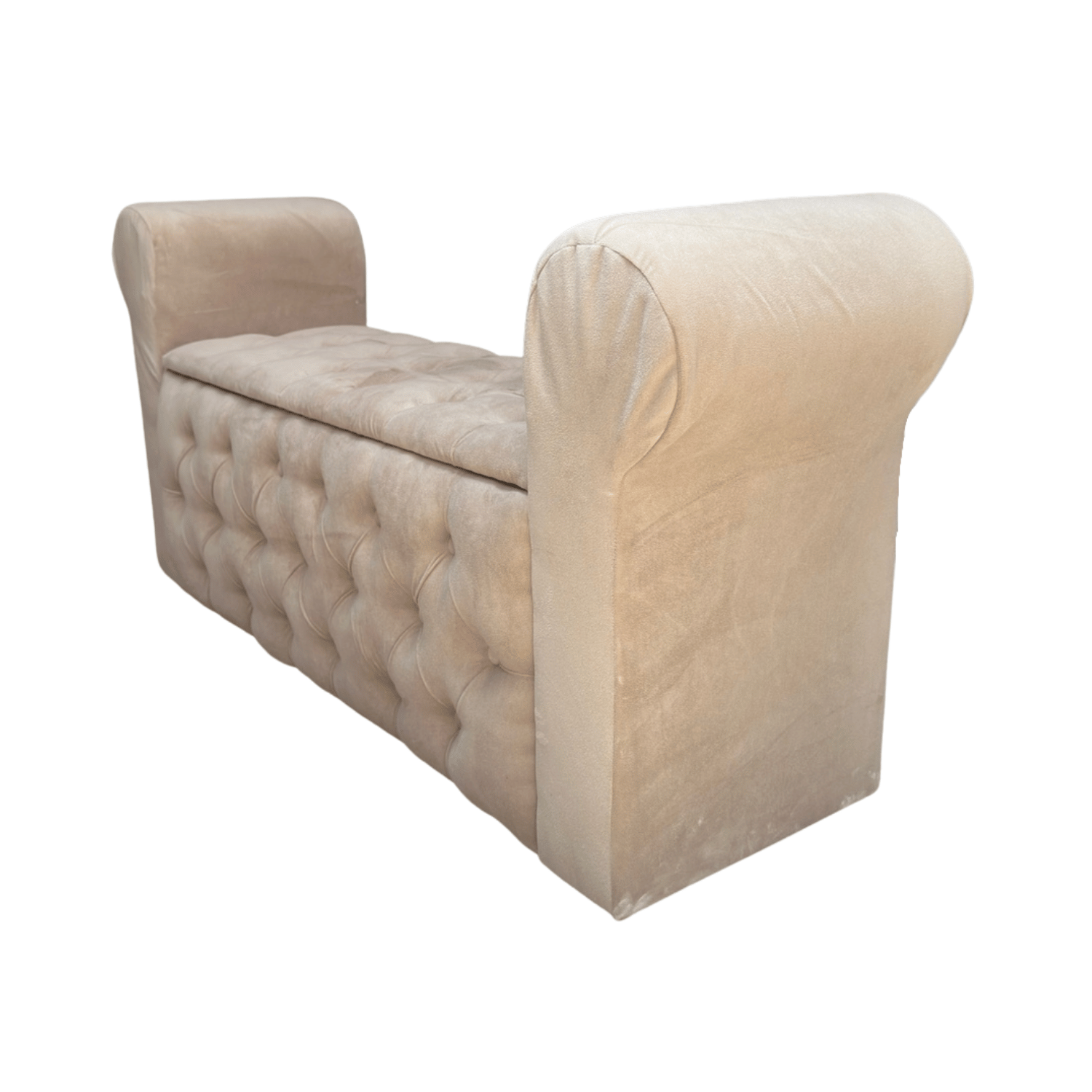 BANQUETA MUEBLES RIMAR BEIGE BAUL CAPITONE CON BRAZO FELPA 134X40X50X40 - 5