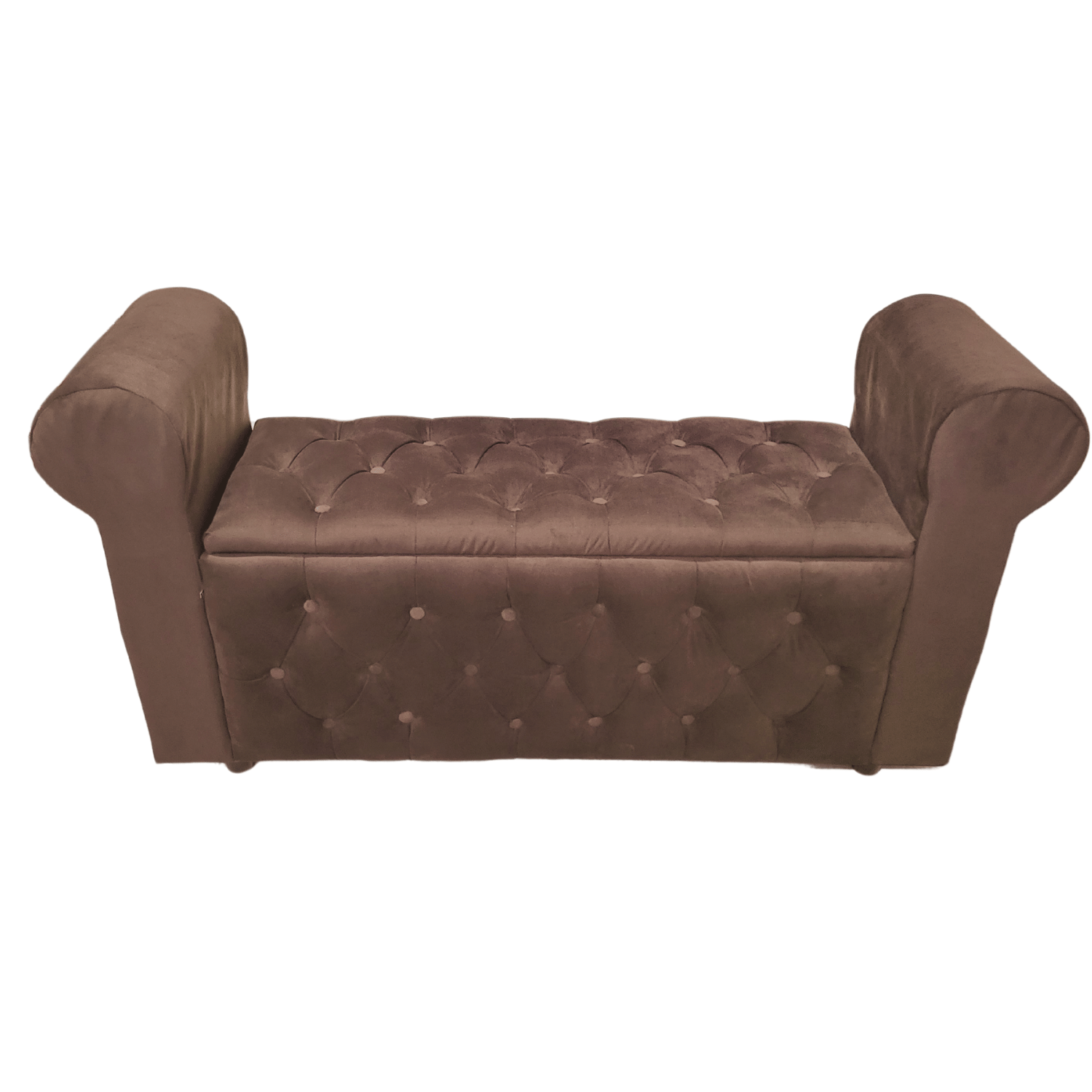 BANQUETA MUEBLES RIMAR CHOCOLATE BAUL CAPITONE CON BRAZO FELPA 134X40X50X40 - 3