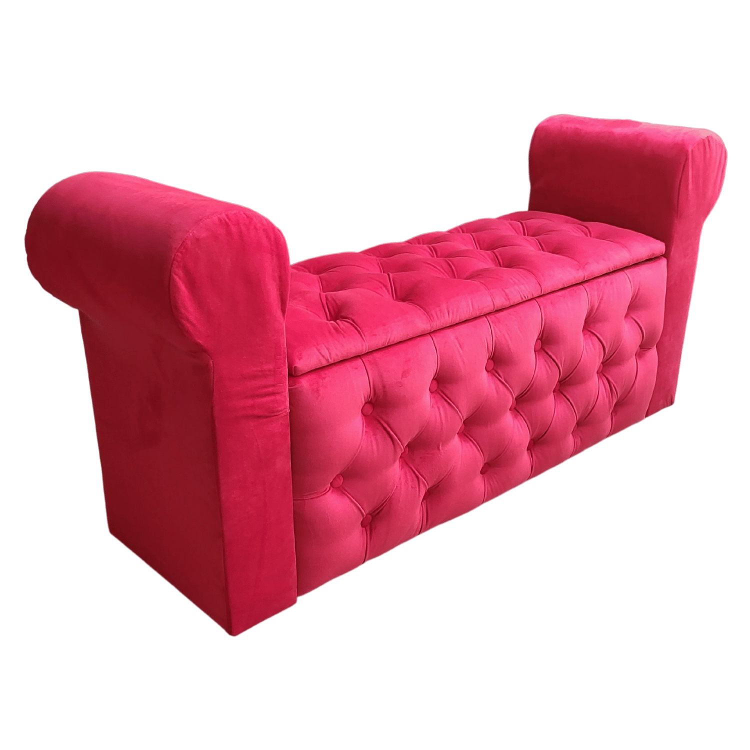 BANQUETA MUEBLES RIMAR ROJO BAUL CAPITONE CON BRAZO FELPA 134X40X50X40 - 2
