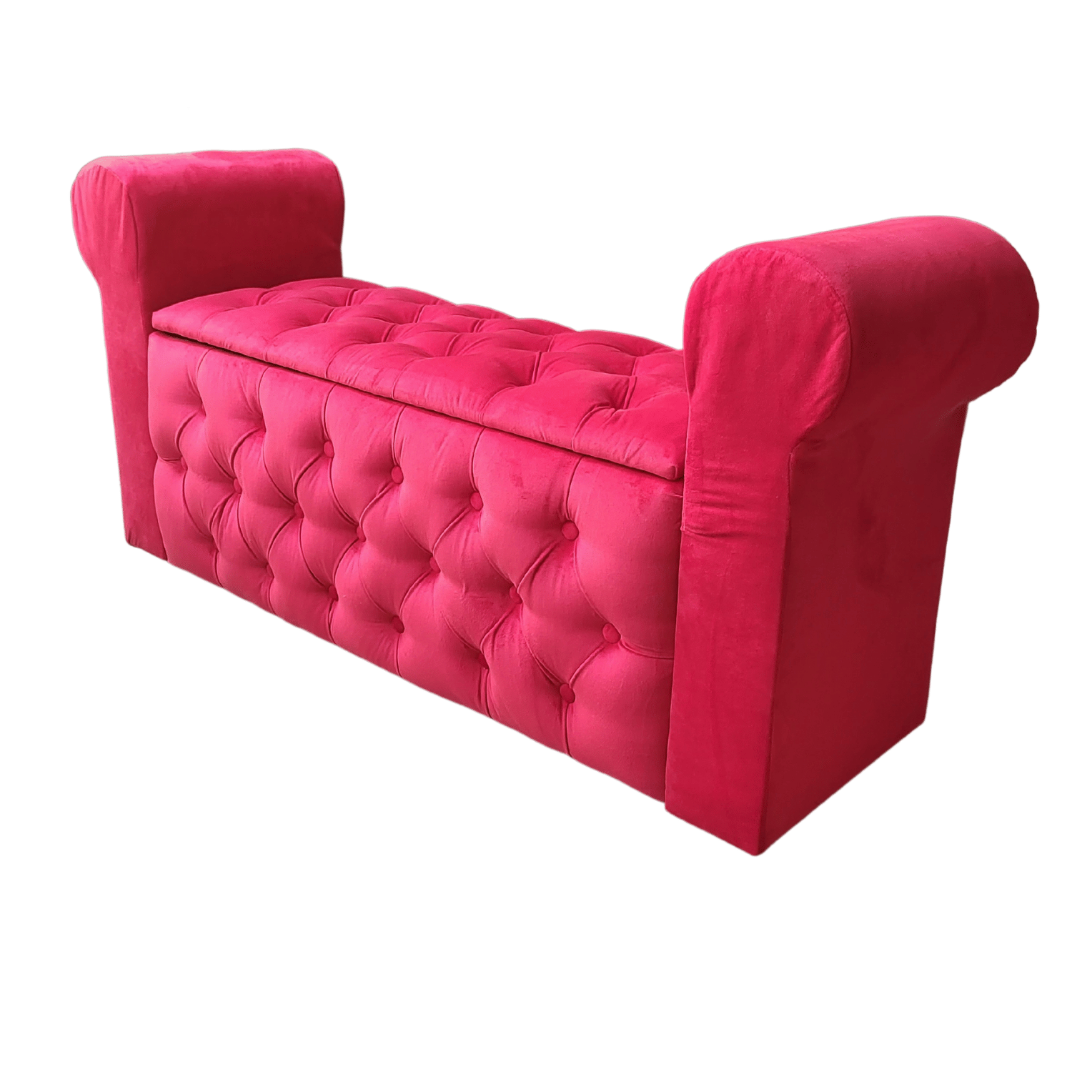 BANQUETA MUEBLES RIMAR ROJO BAUL CAPITONE CON BRAZO FELPA 134X40X50X40 - 3