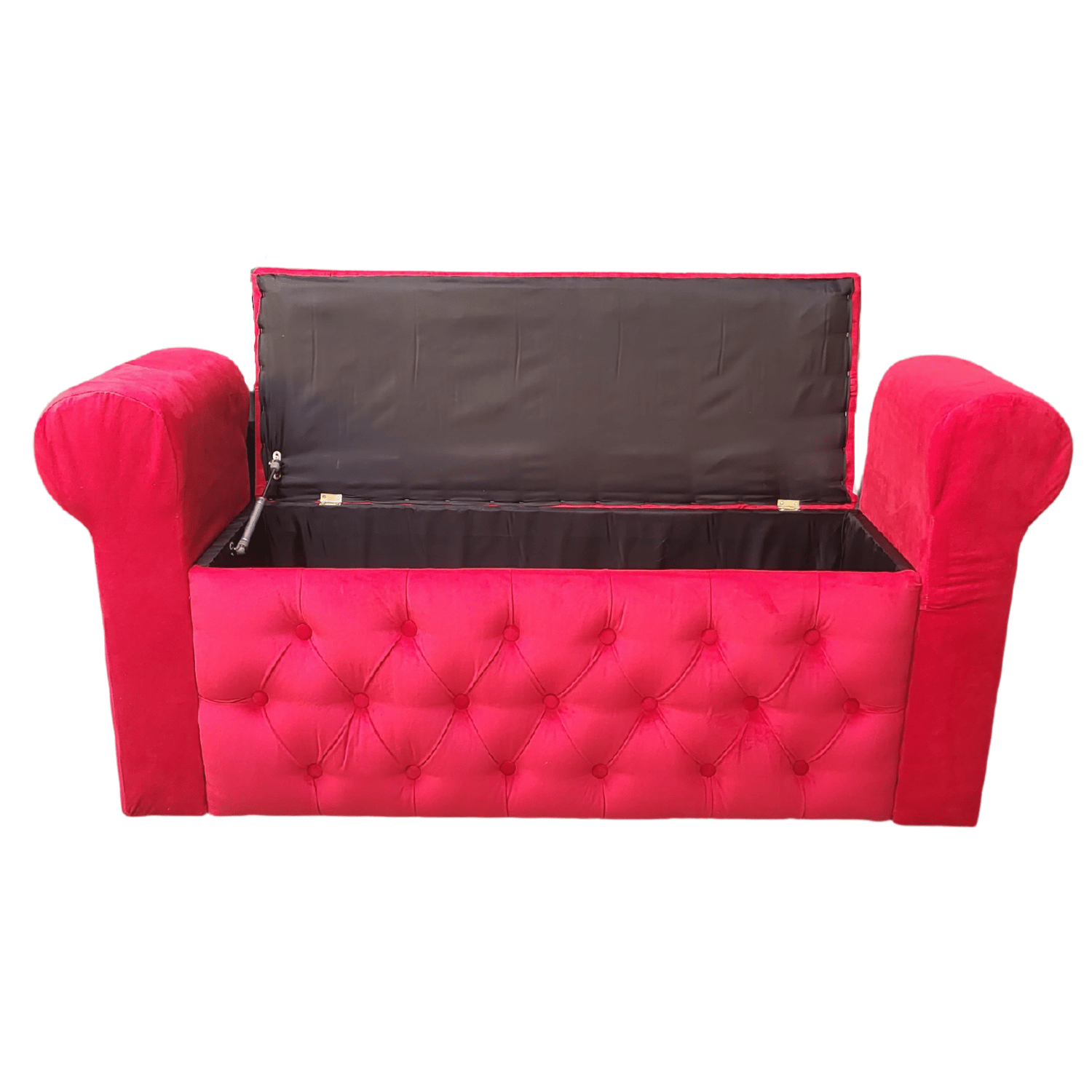 BANQUETA MUEBLES RIMAR ROJO BAUL CAPITONE CON BRAZO FELPA 134X40X50X40 - 4
