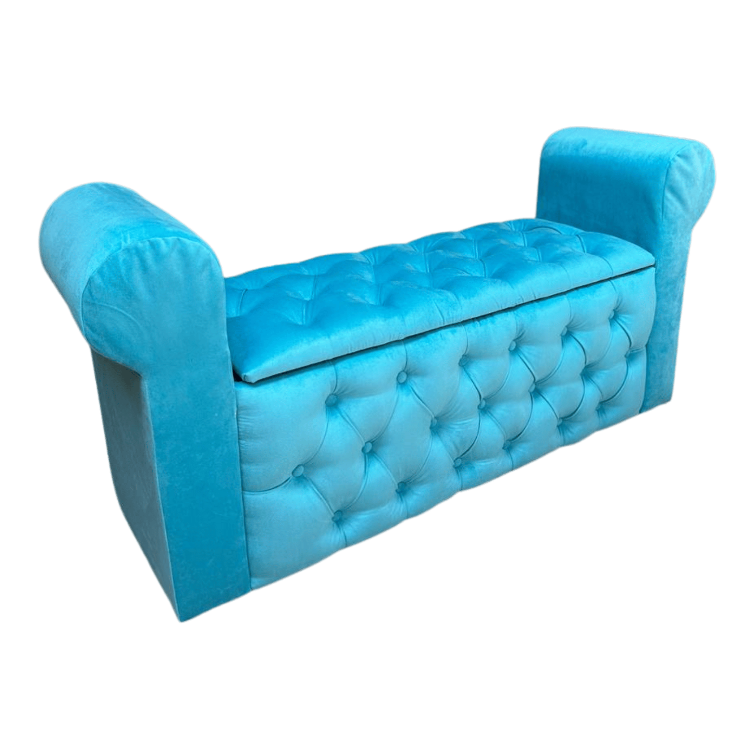 BANQUETA MUEBLES RIMAR CALIPSO BAUL CAPITONE CON BRAZO FELPA 134X40X50X40 - 2