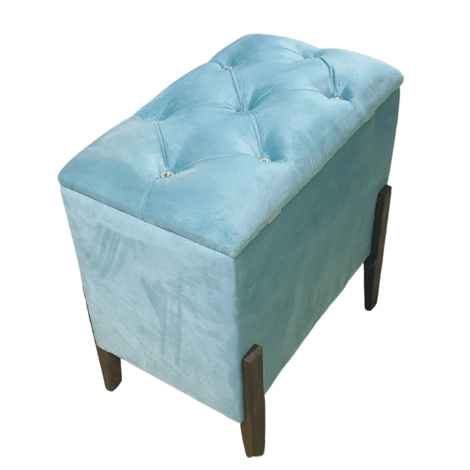 BANQUETA MUEBLES RIMAR TURQUESA BAUL CAPITONE DIAMANTE NORDIC 60X40X55X40 - 1
