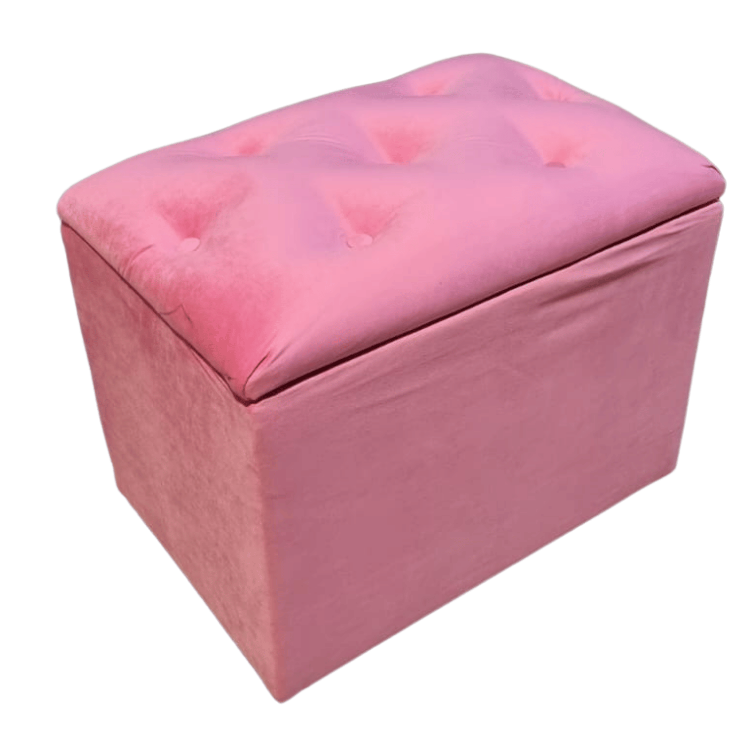 BANQUETA MUEBLES RIMAR ROSADO BAUL BOTONE CLARO FELPA 60X40X50X40 - 2