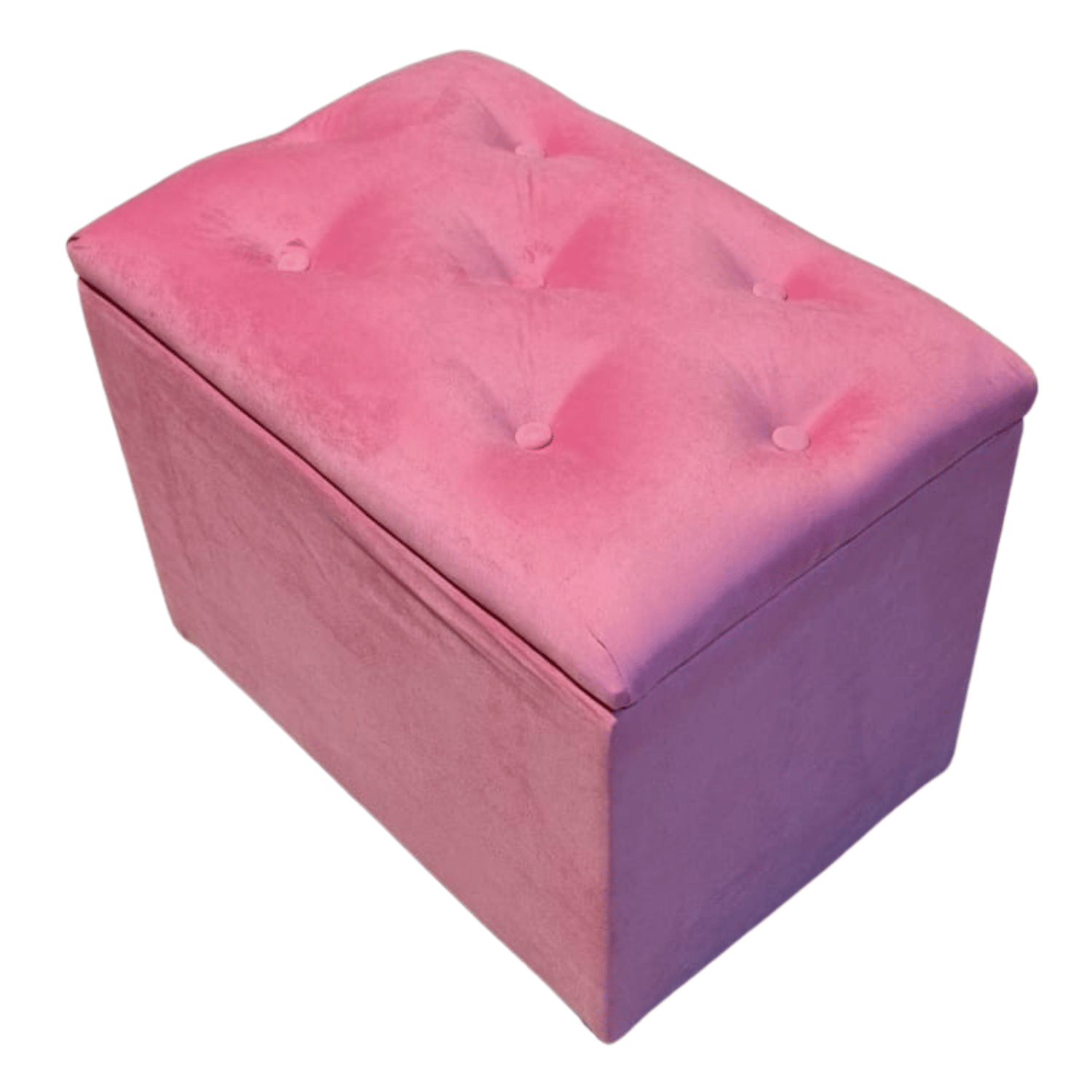 BANQUETA MUEBLES RIMAR ROSADO BAUL BOTONE CLARO FELPA 60X40X50X40 - 3