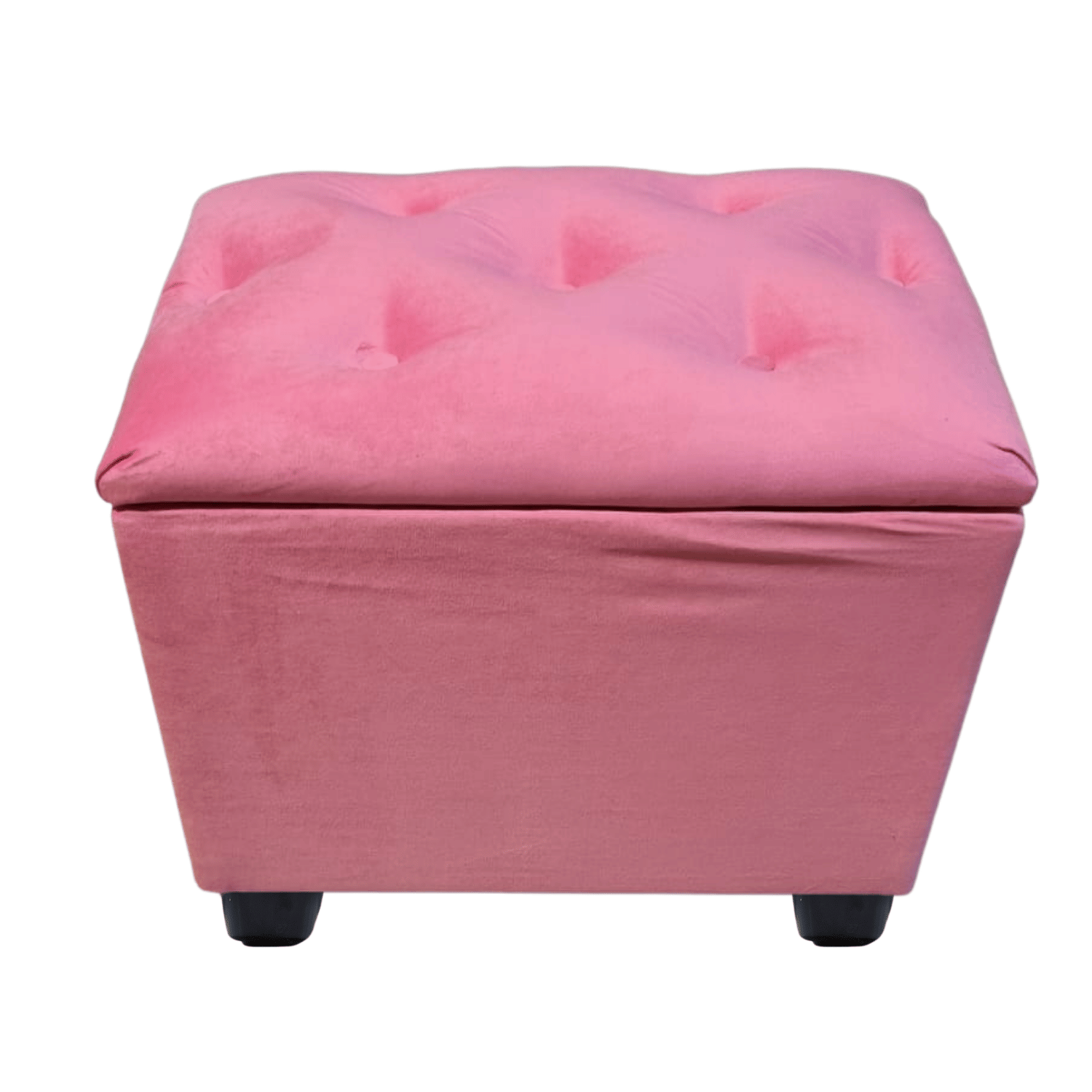 BANQUETA MUEBLES RIMAR ROSADO BAUL BOTONE CLARO FELPA 60X40X50X40 - 5