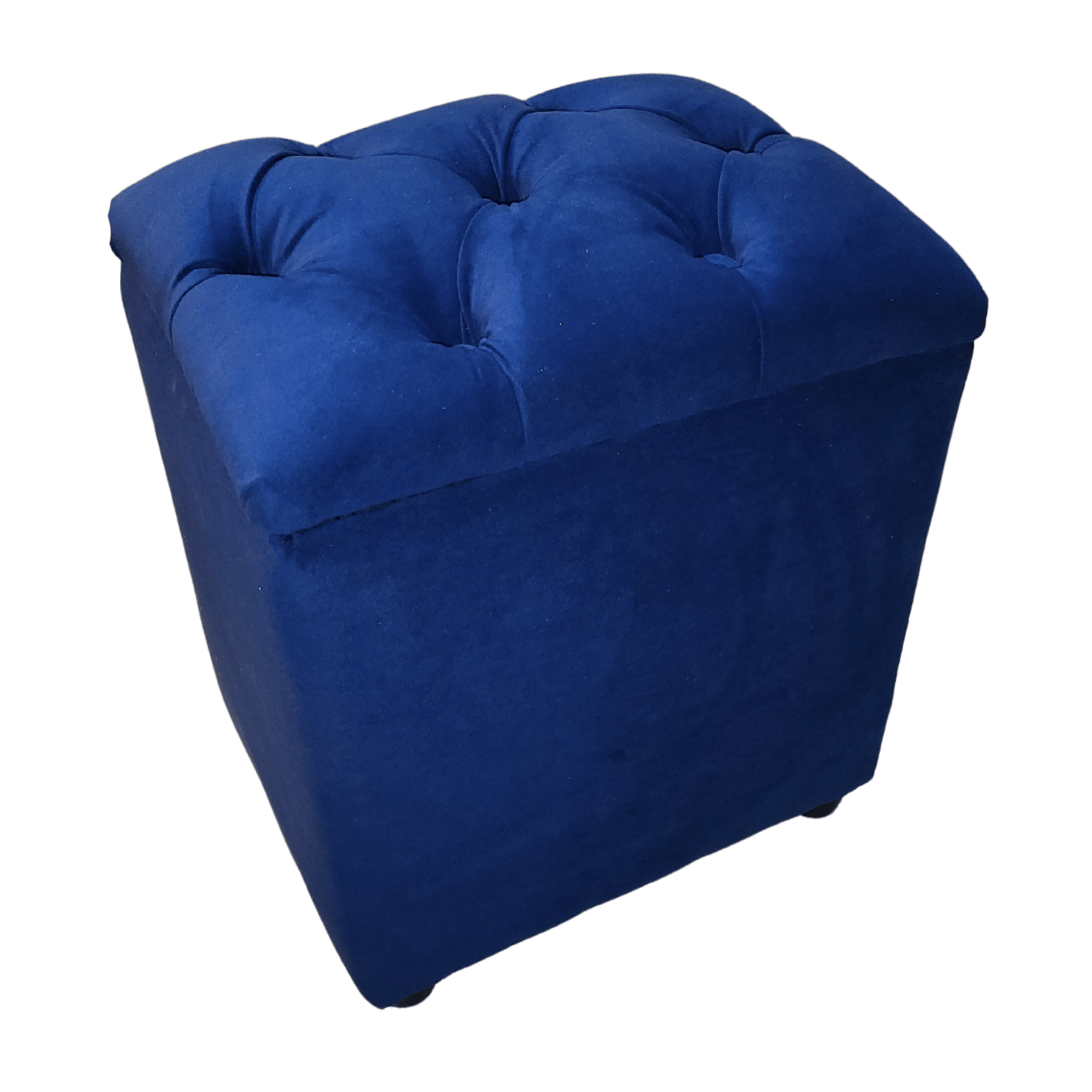 POUF MUEBLES RIMAR AZUL MARINO BAUL CAPITONE FELPA 40X33X50X40 - 2