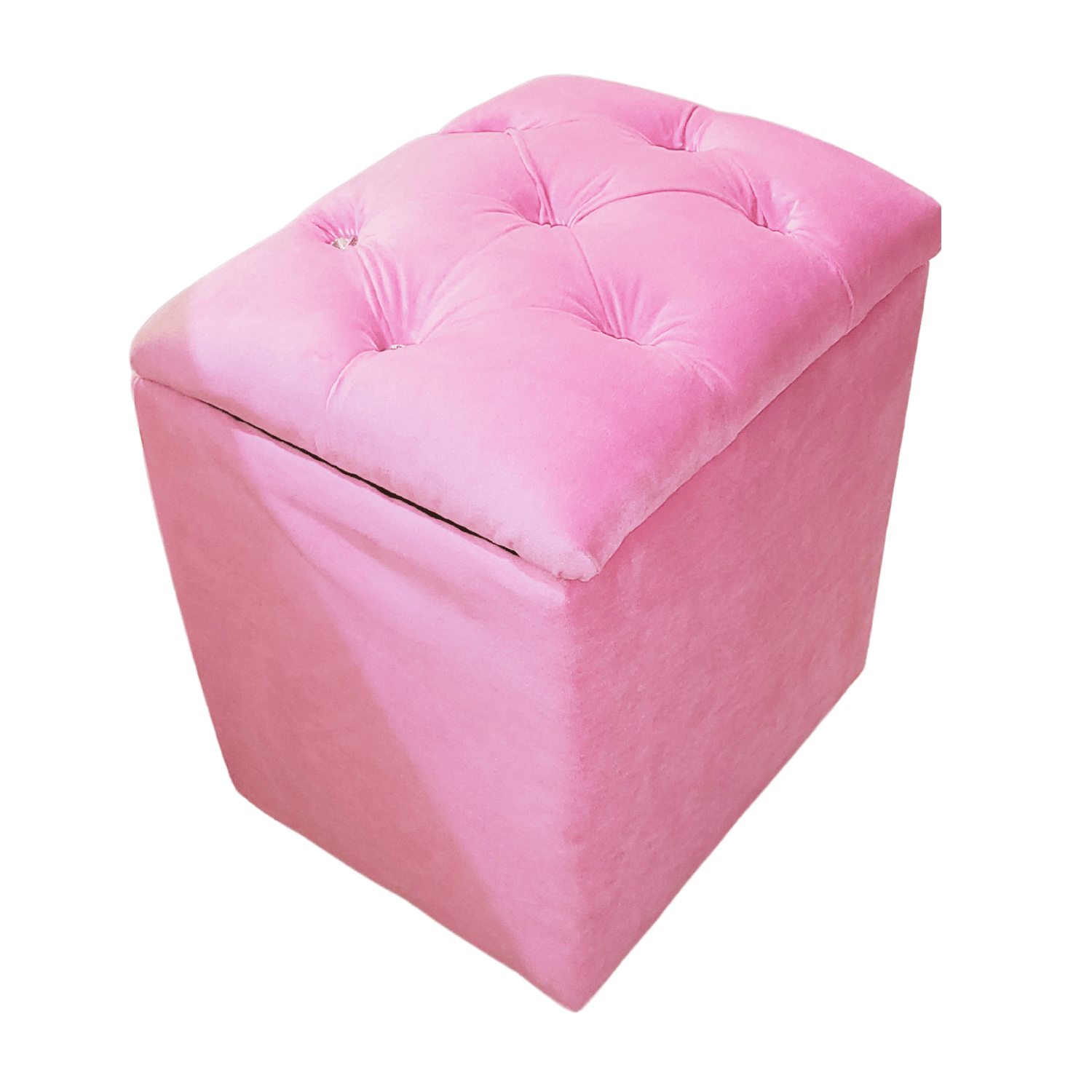 POUF MUEBLES RIMAR ROSADO BAUL CAPITONE DIAMANTE CLARO FELPA 40X33X50X40 - 2