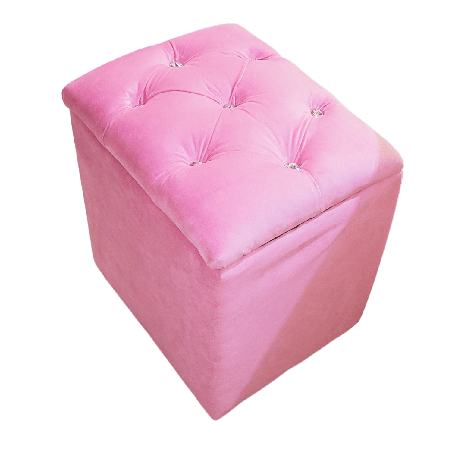 POUF MUEBLES RIMAR ROSADO BAUL CAPITONE DIAMANTE CLARO FELPA 40X33X50X40 - 3