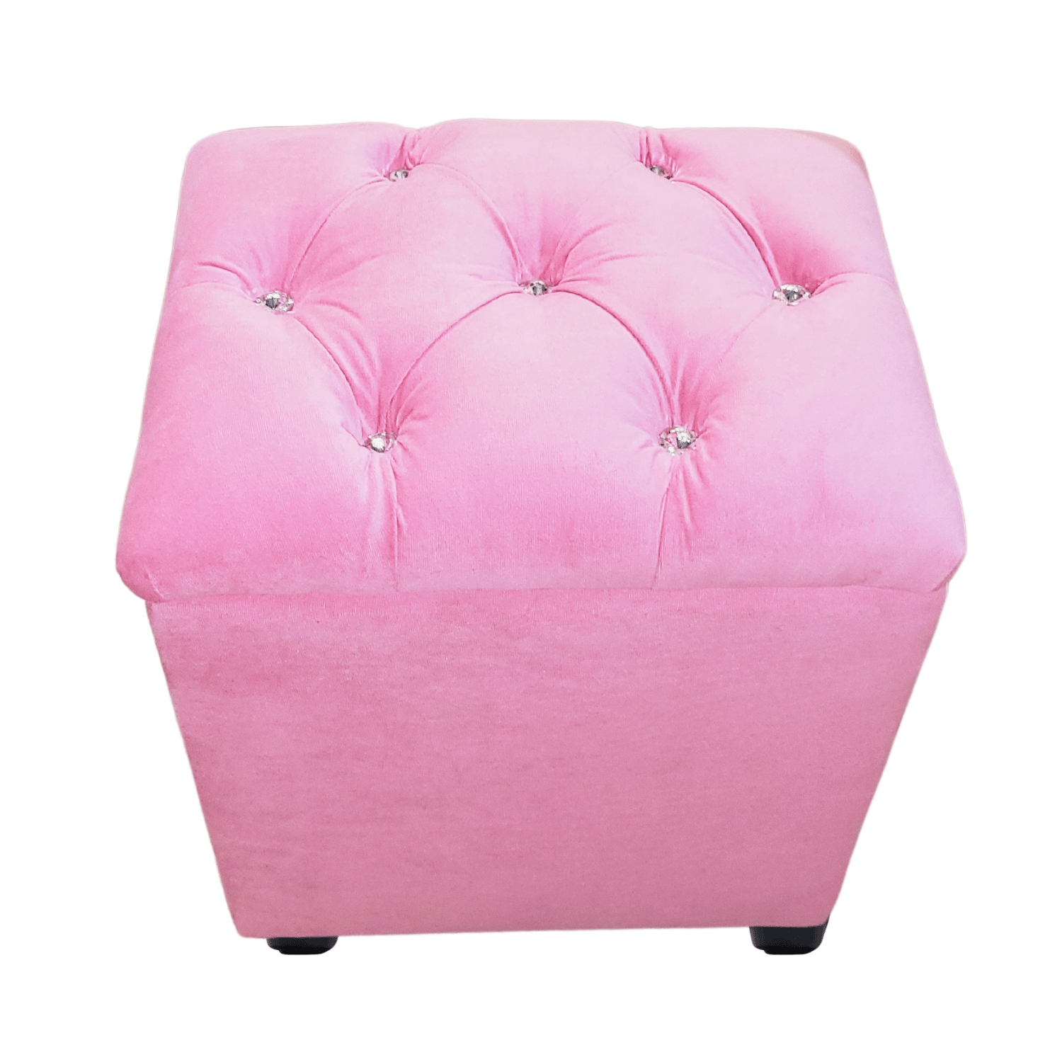 POUF MUEBLES RIMAR ROSADO BAUL CAPITONE DIAMANTE CLARO FELPA 40X33X50X40 - 4
