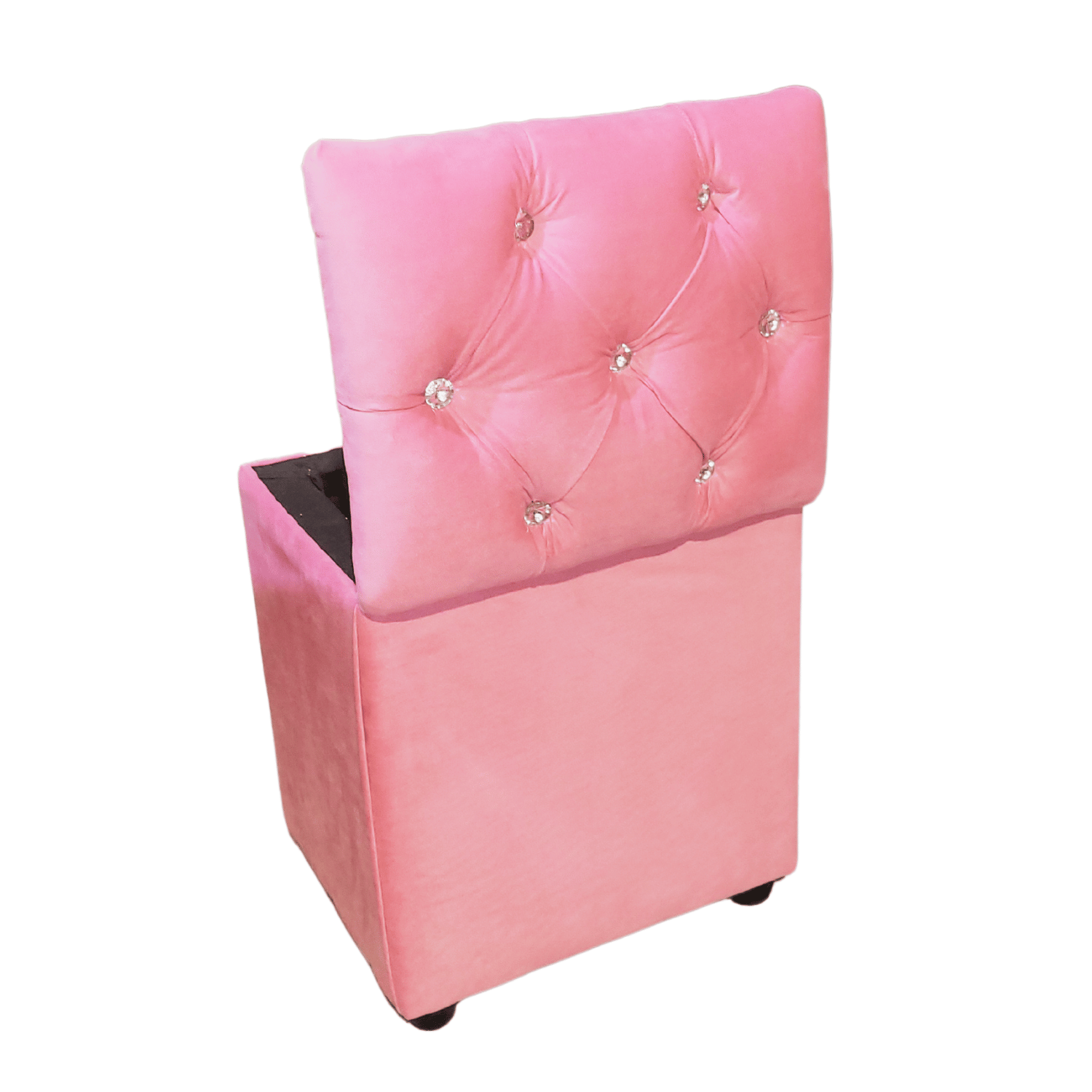 POUF MUEBLES RIMAR ROSADO BAUL CAPITONE DIAMANTE CLARO FELPA 40X33X50X40 - 5