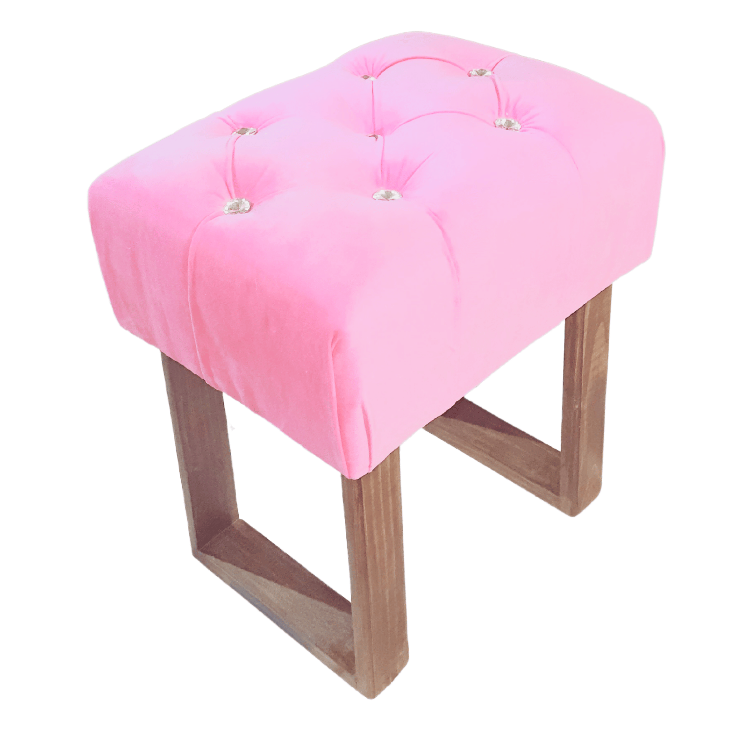 BANQUETA MUEBLES RIMAR ROSADO CAPITONE DIAMANTE CLARO FELPA 40X30X40 - 2