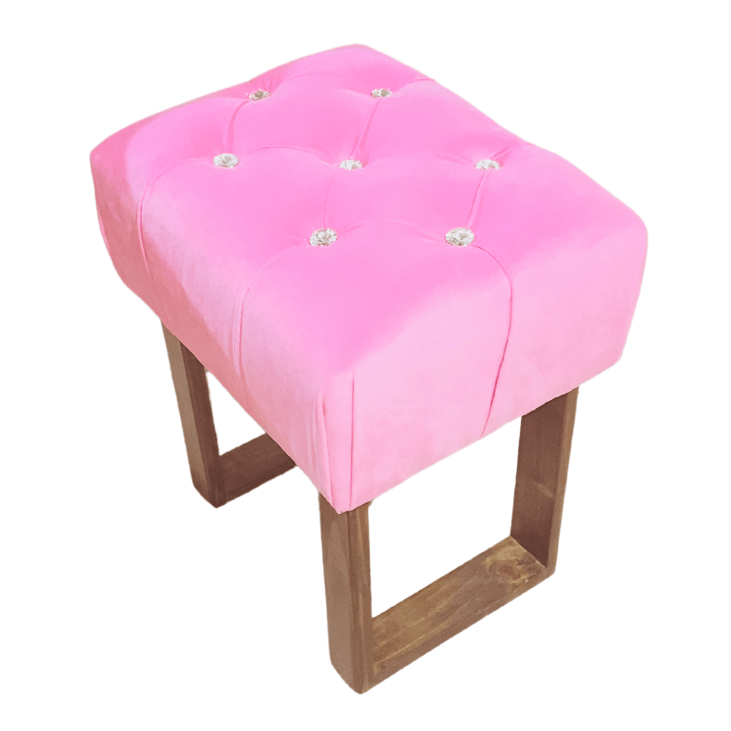 BANQUETA MUEBLES RIMAR ROSADO CAPITONE DIAMANTE CLARO FELPA 40X30X40 - 3